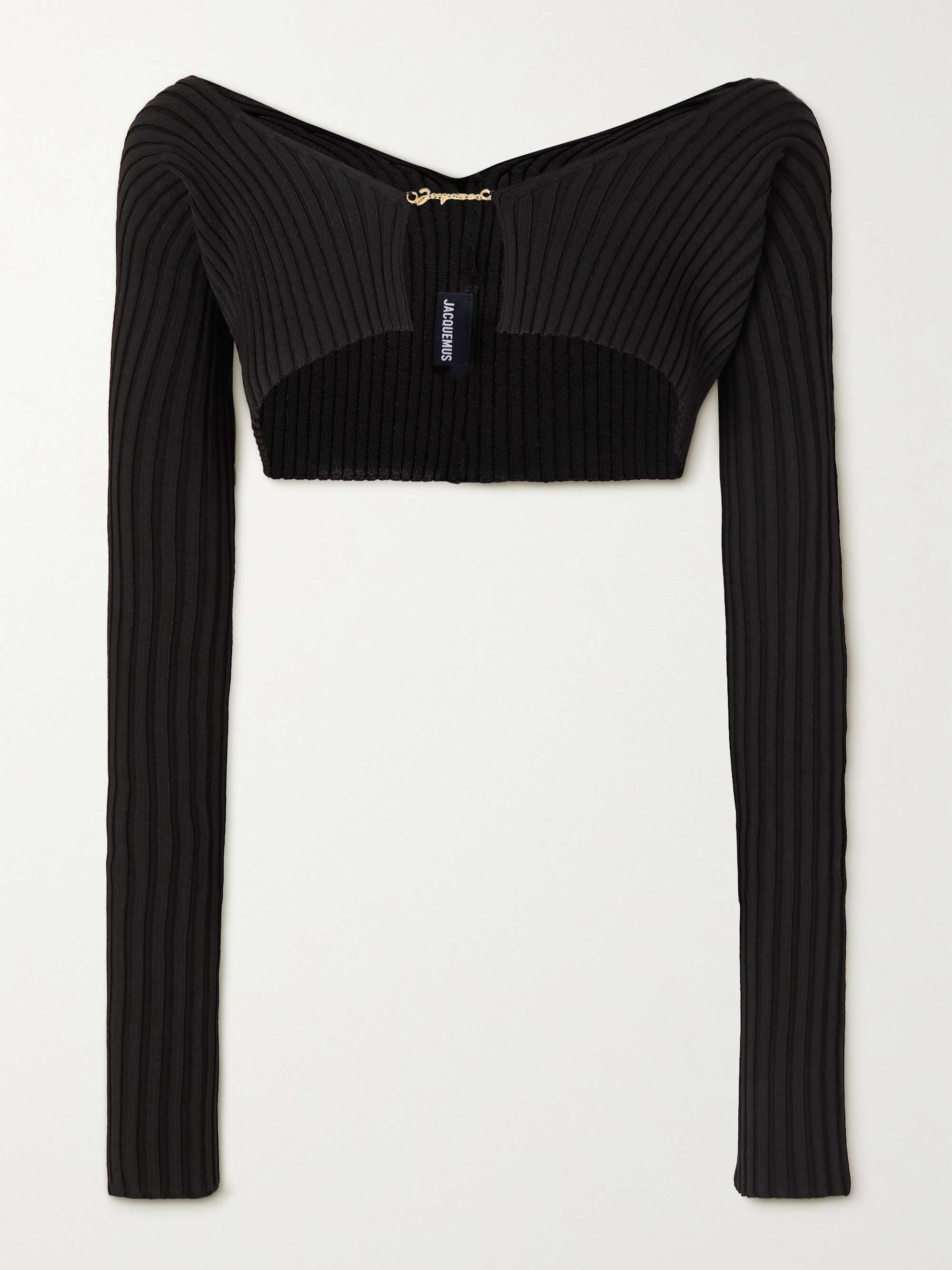 JACQUEMUS Pralù embellished cropped ribbed-knit cardigan | NET-A-PORTER