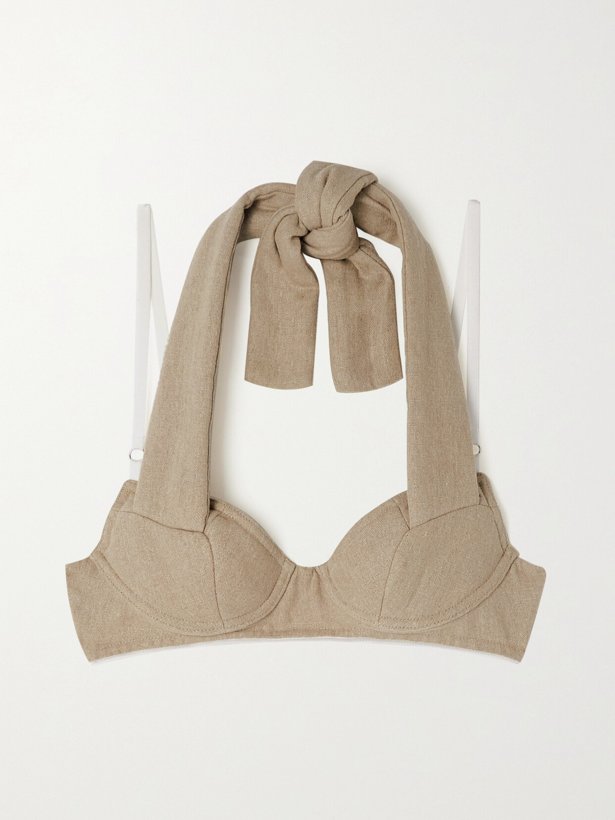 Jacquemus Le Haut Cuscinu Paneled Linen Bralette In Neutrals