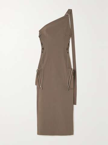 자크뮈스 원피스 JACQUEMUS One-shoulder twill midi dress,Light brown