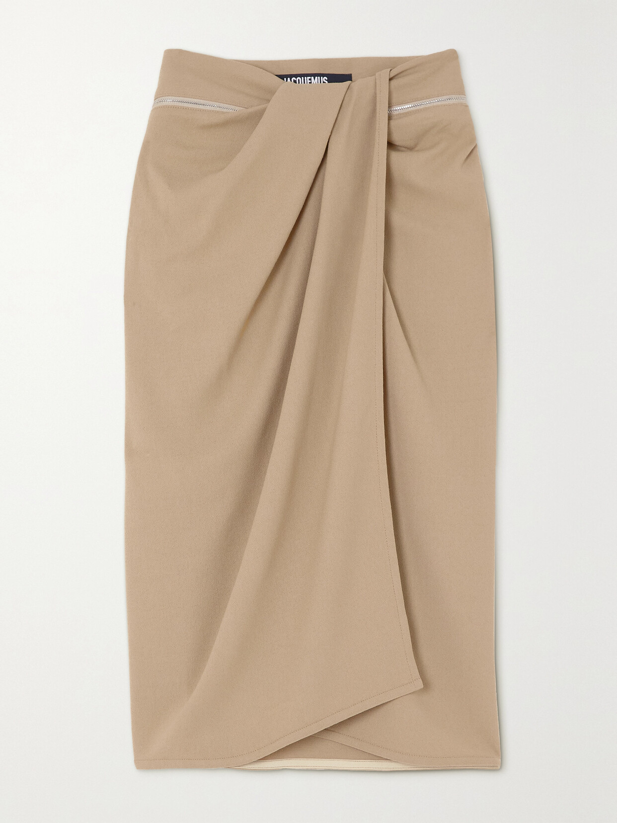 Jacquemus Bodri Zip-detailed Draped Crepe Skirt - Neutrals