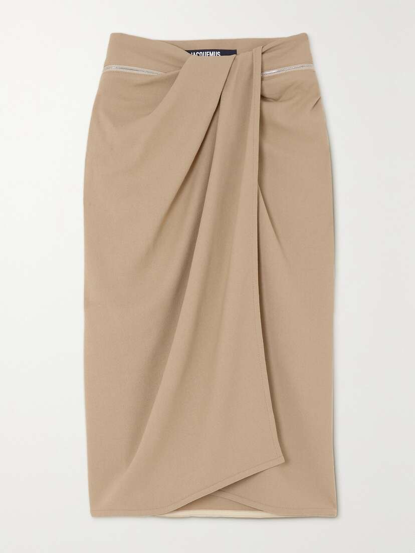 Jacquemus Bodri Zip-detailed Draped Crepe Skirt