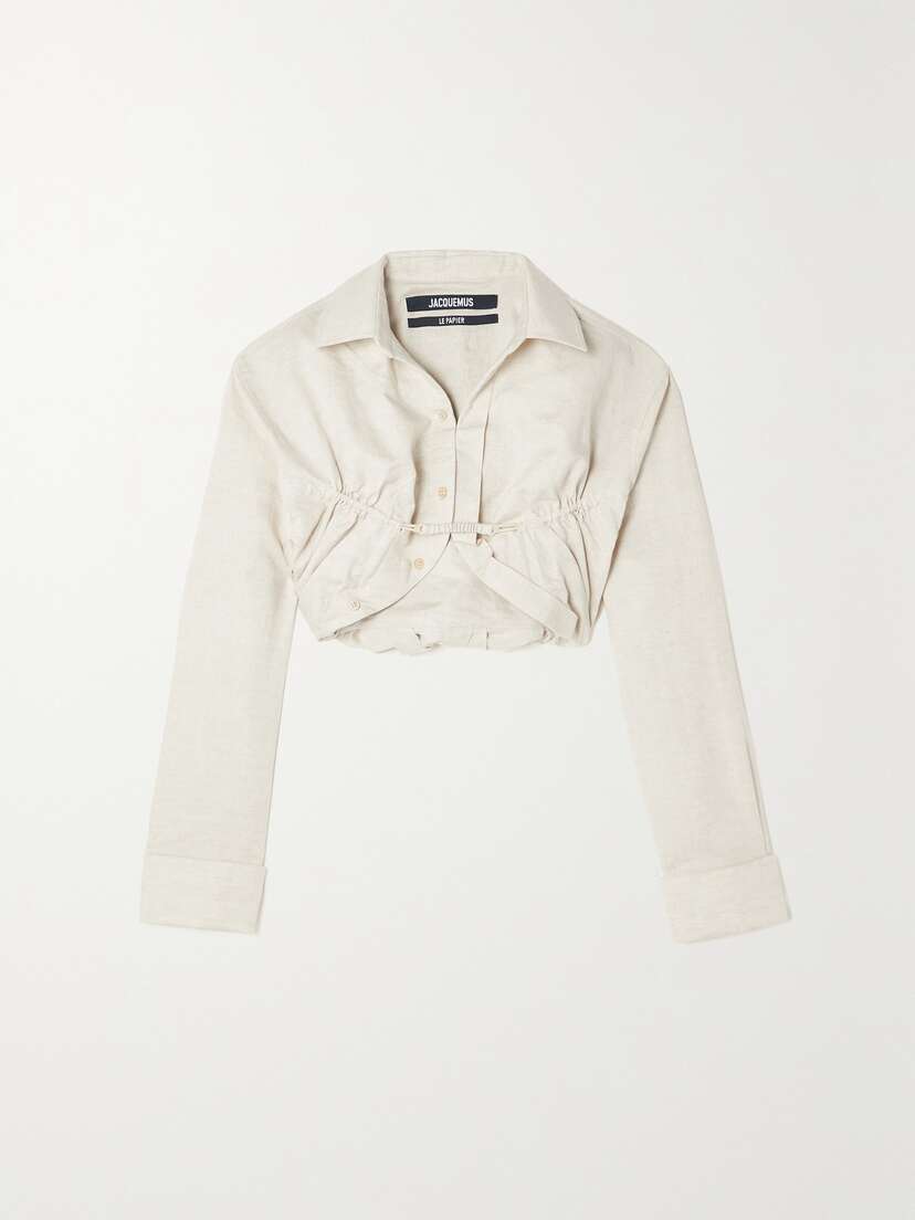 Jacquemus Machou Cropped Cotton And Linen-blend Canvas Shirt