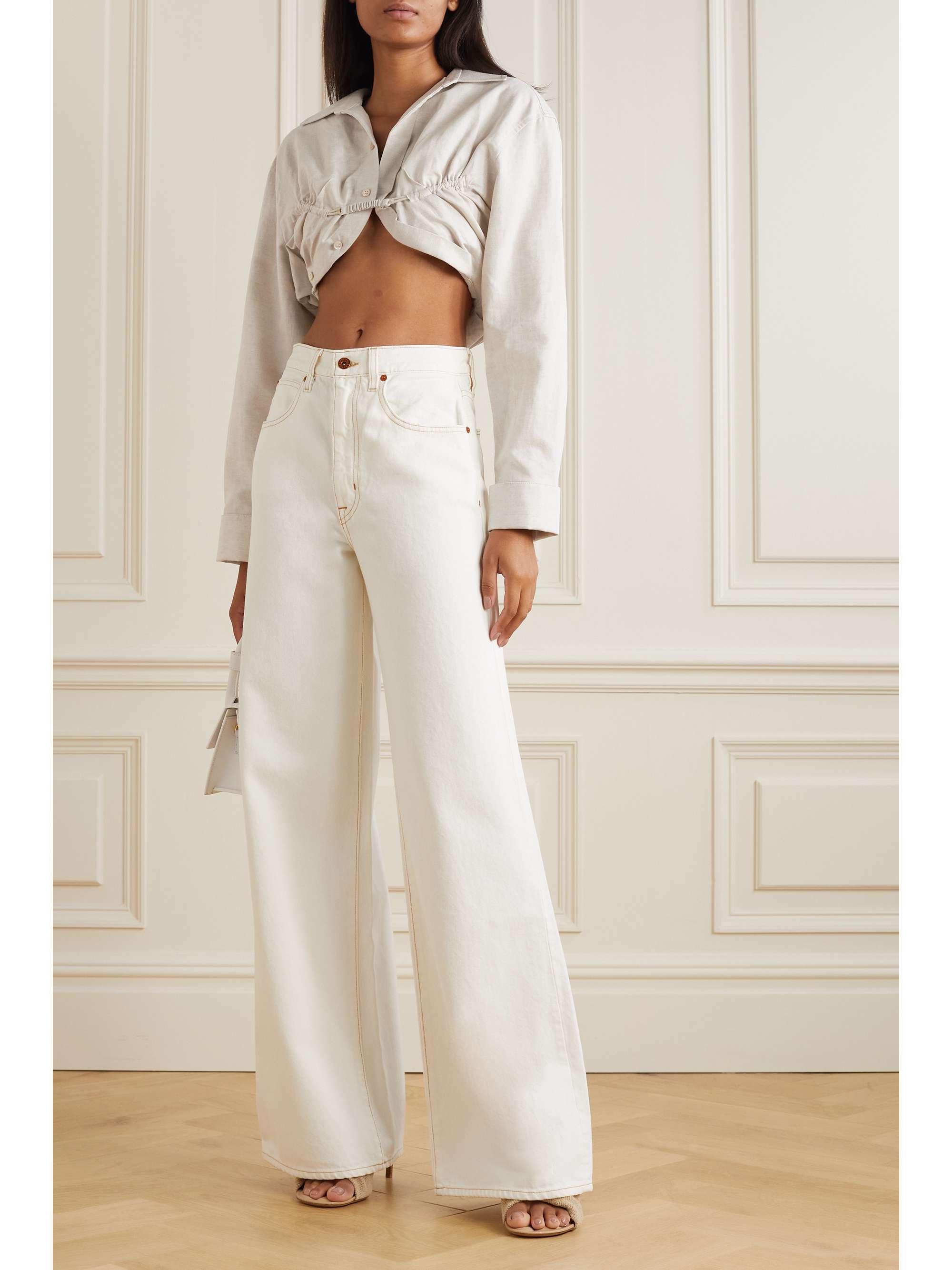 JACQUEMUS Machou cropped cotton and linen-blend canvas shirt