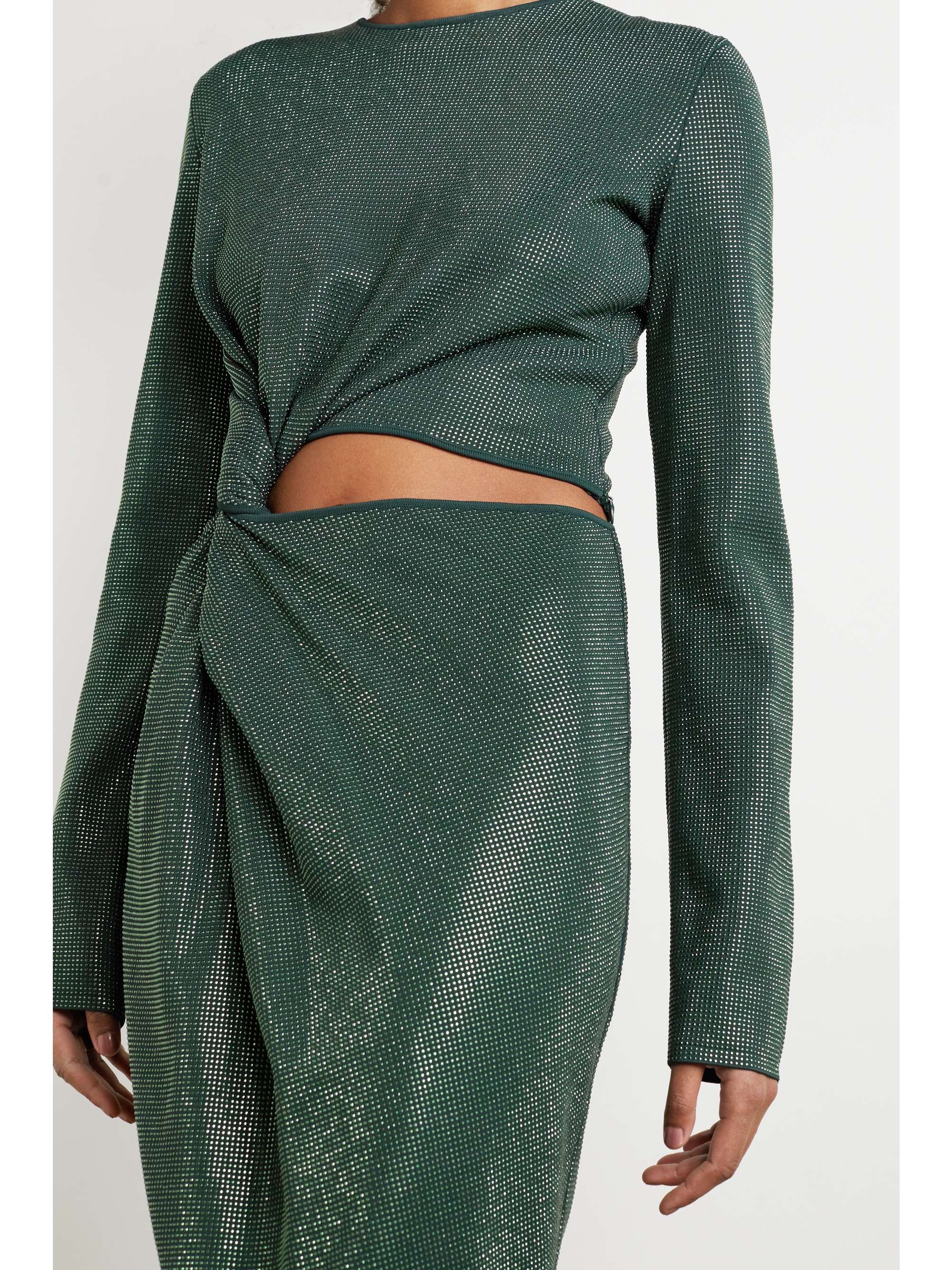 Cutout twisted studded jersey dress
