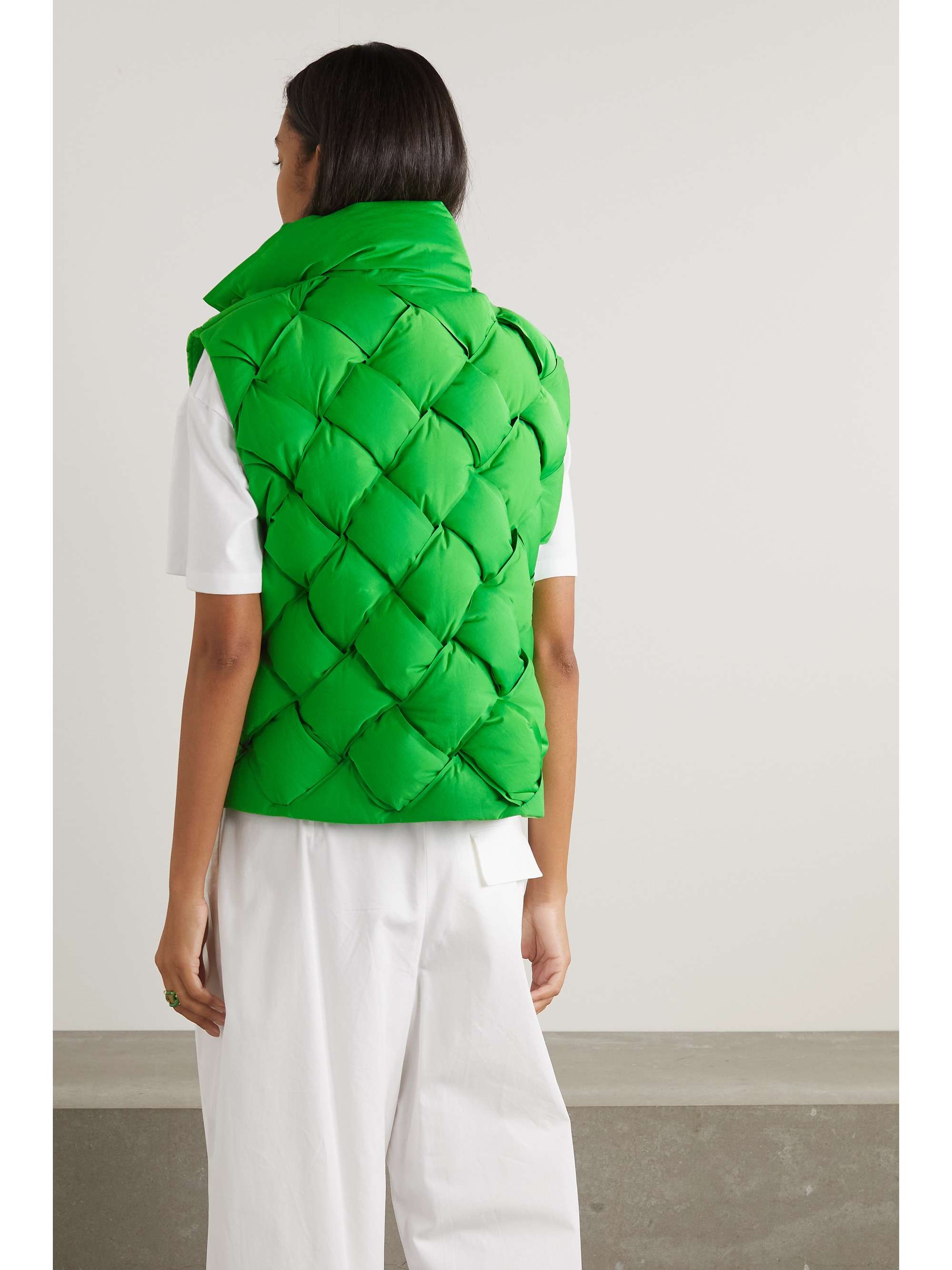Green Tech quilted padded shell vest 