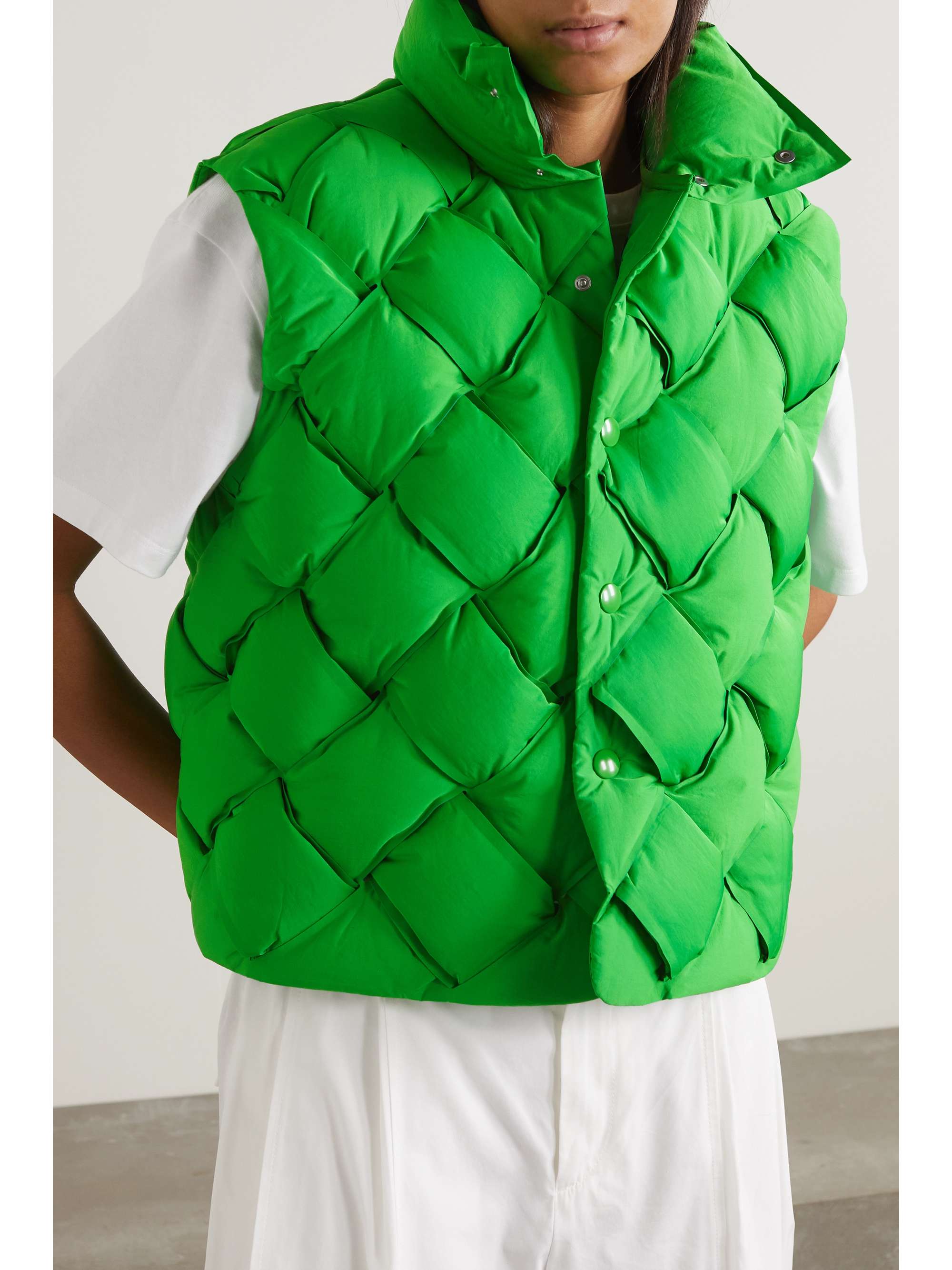 ジャケット BOTTEGA VENETA Acid Green Nylon Padded Vest Bottega Veneta - Intrecciato technical nylon vest Bottega Veneta