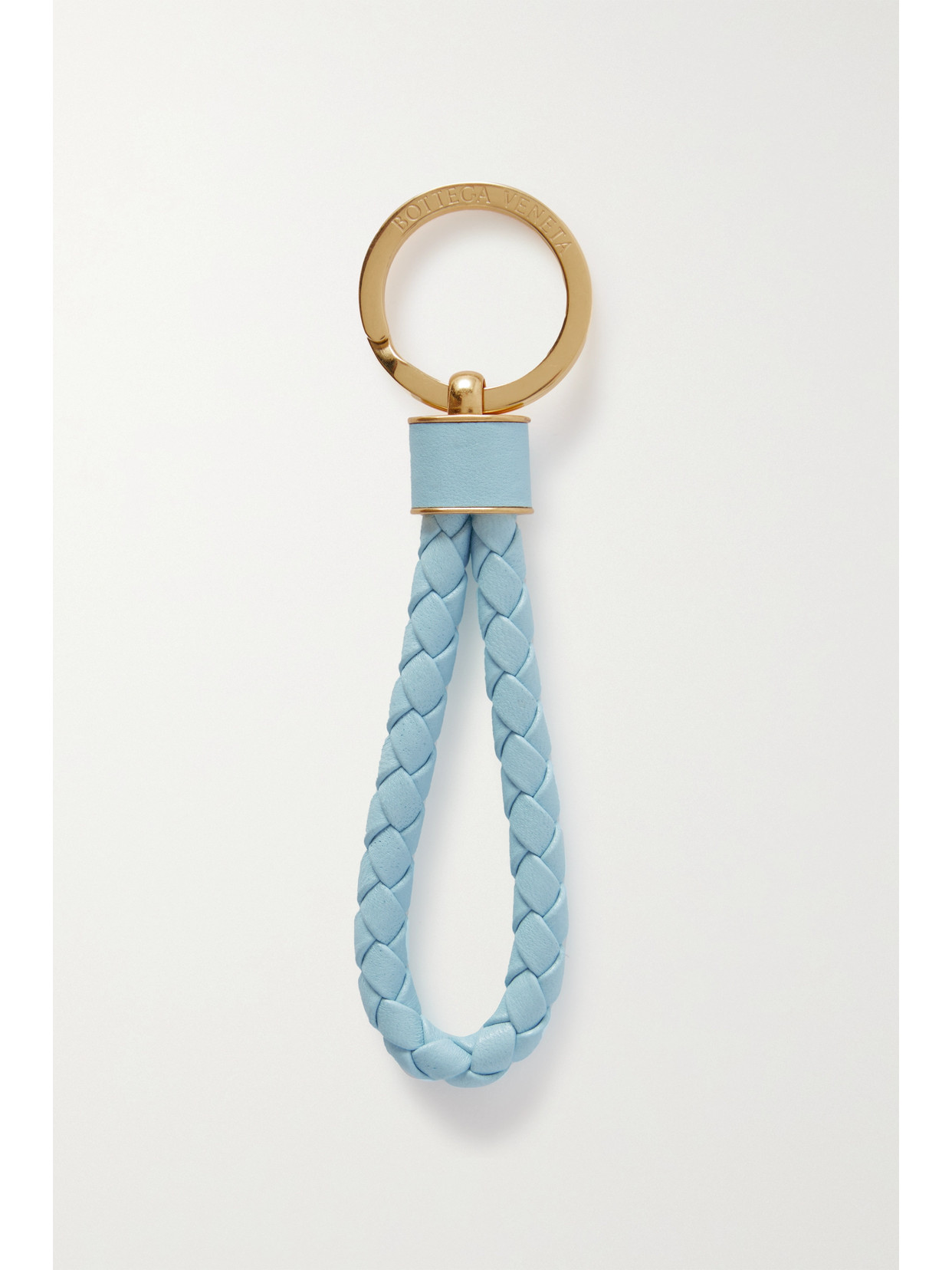 BOTTEGA VENETA INTRECCIATO BRAIDED LEATHER AND GOLD-TONE KEYRING