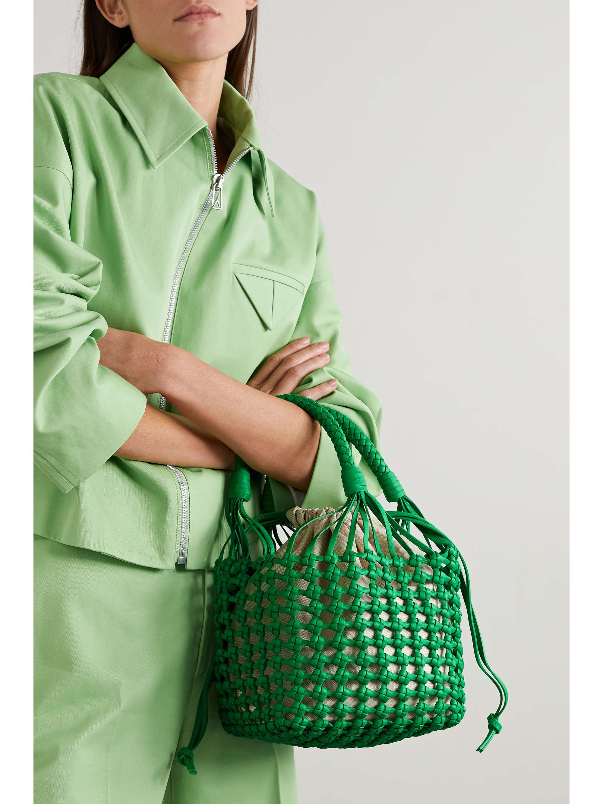 BOTTEGA VENETA Cavallino intrecciato leather and canvas tote