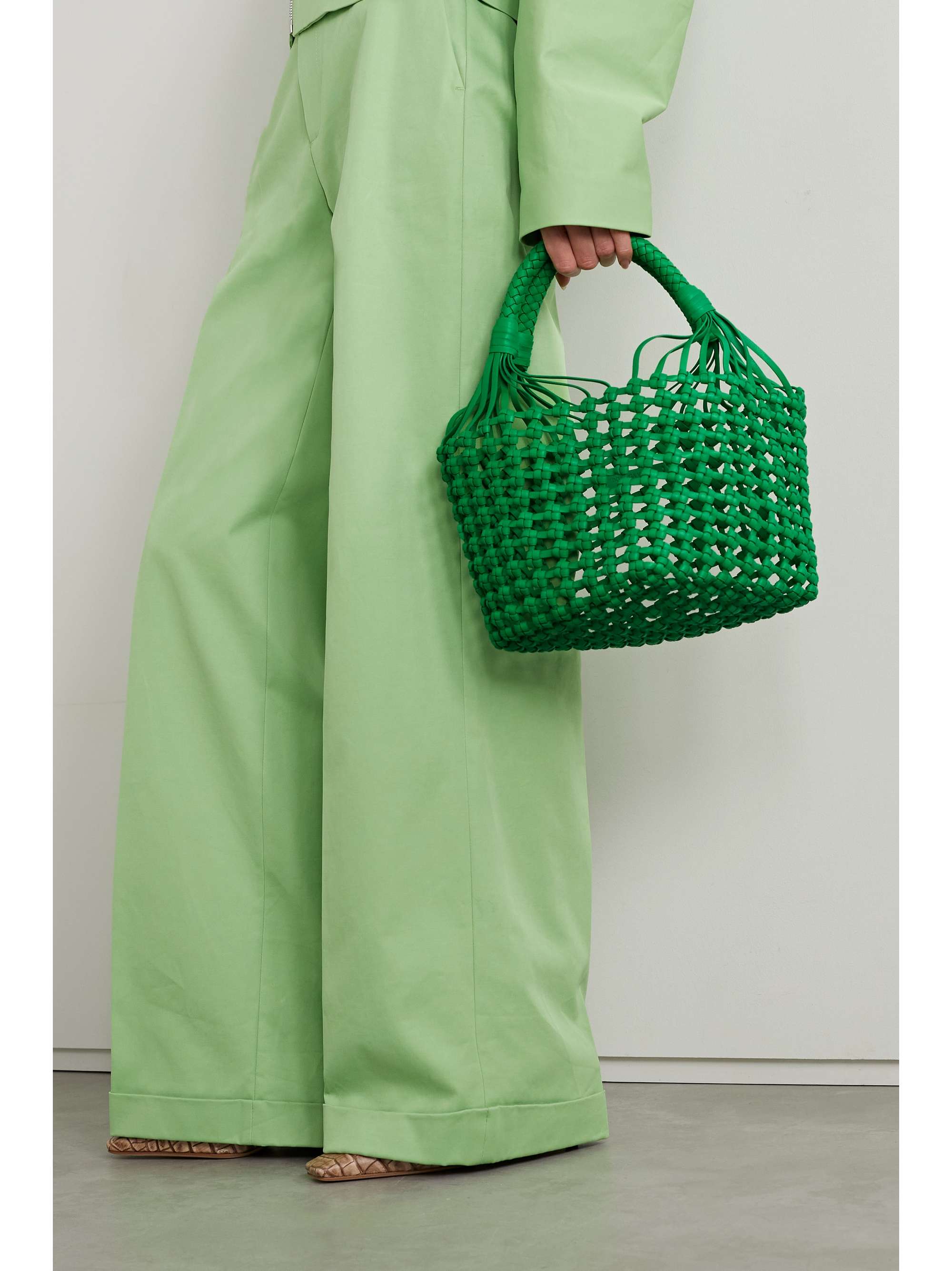 BOTTEGA VENETA Cavallino intrecciato leather and canvas tote