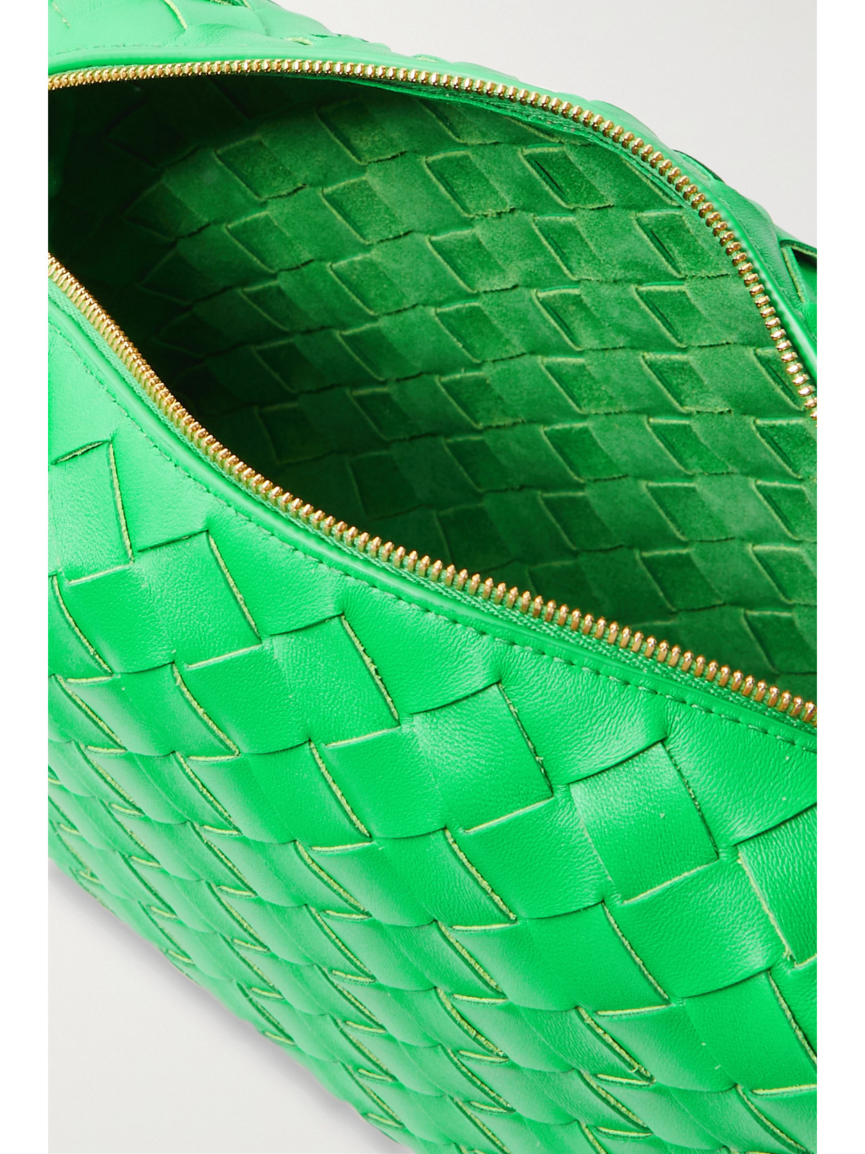 Shop Bottega Veneta Loop Small Intrecciato Leather Shoulder Bag In Green