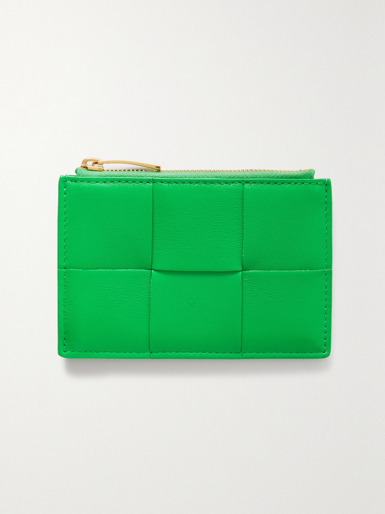 Bottega Veneta Cassette Intrecciato Leather Cardholder In Green