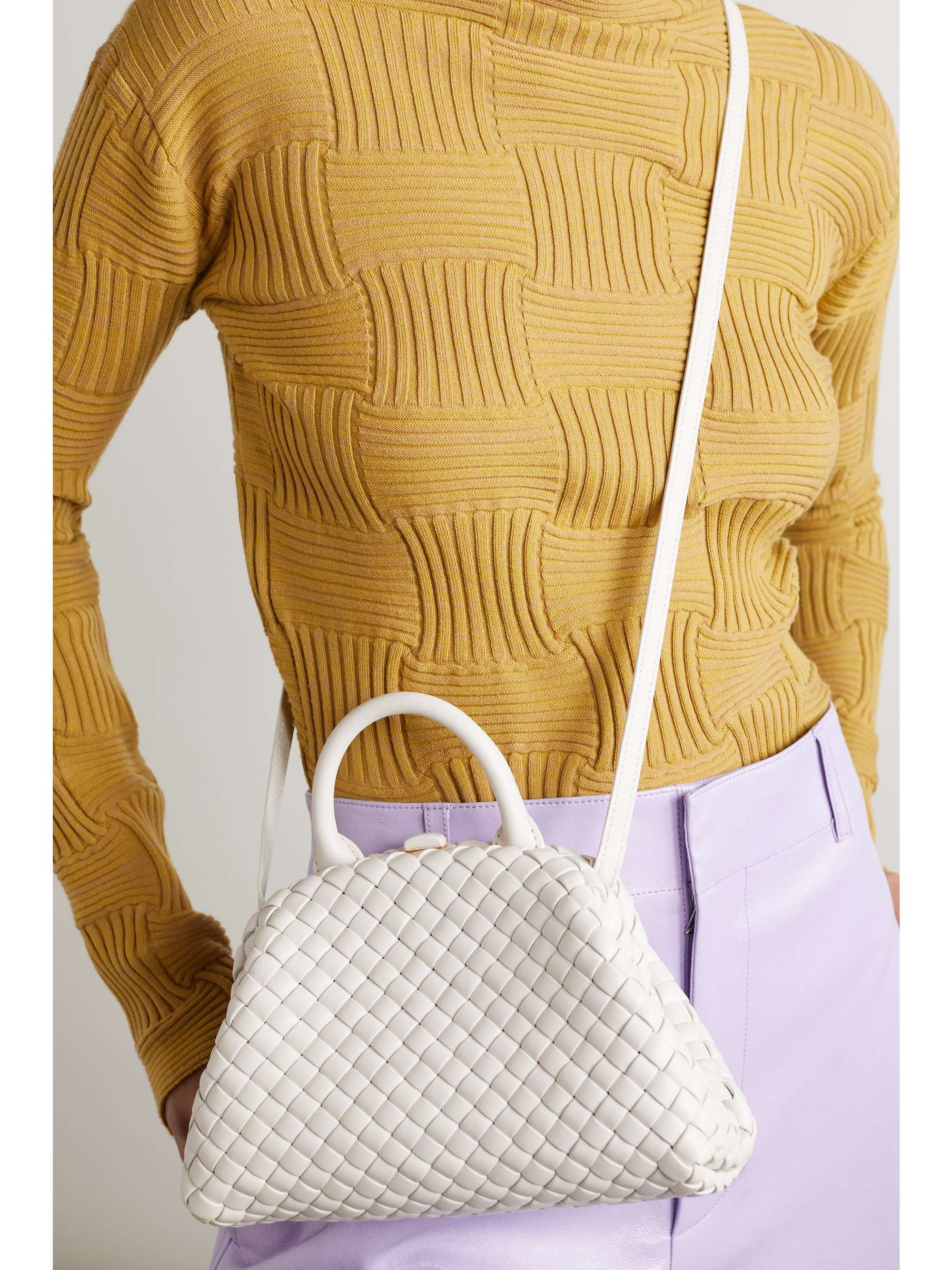 Handle mini intrecciato leather tote white One Size