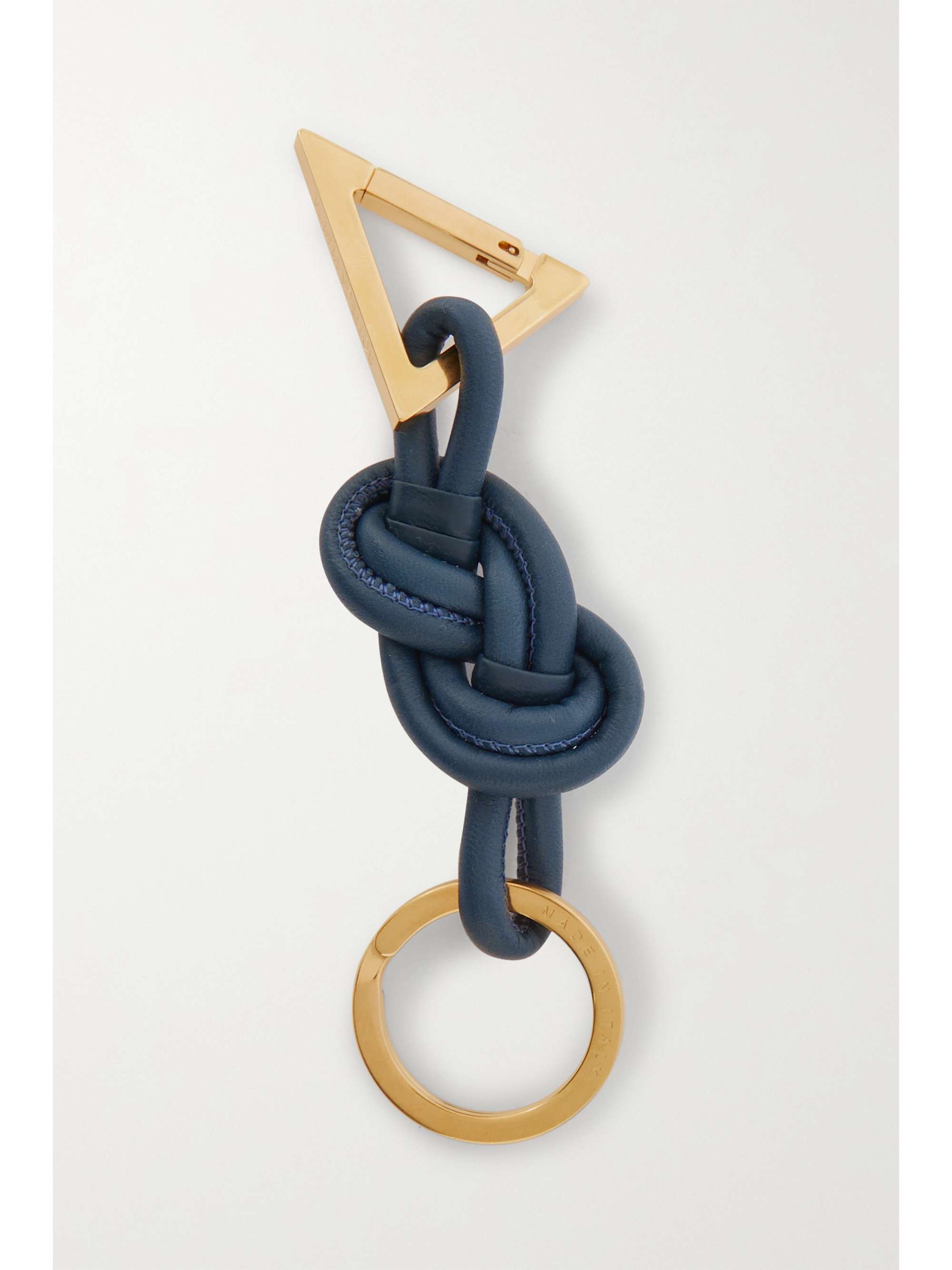 BOTTEGA VENETA Knotted leather and gold-tone keyring