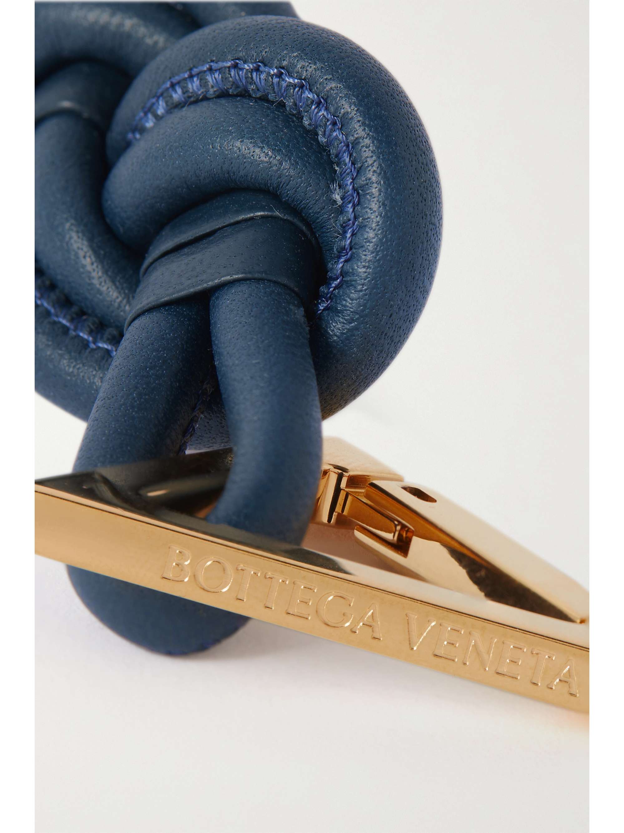 BOTTEGA VENETA Knotted leather and gold-tone keyring