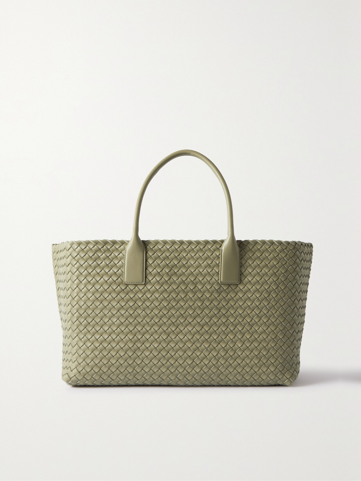 Bottega Veneta Cabat Medium Intrecciato Leather Tote In Green
