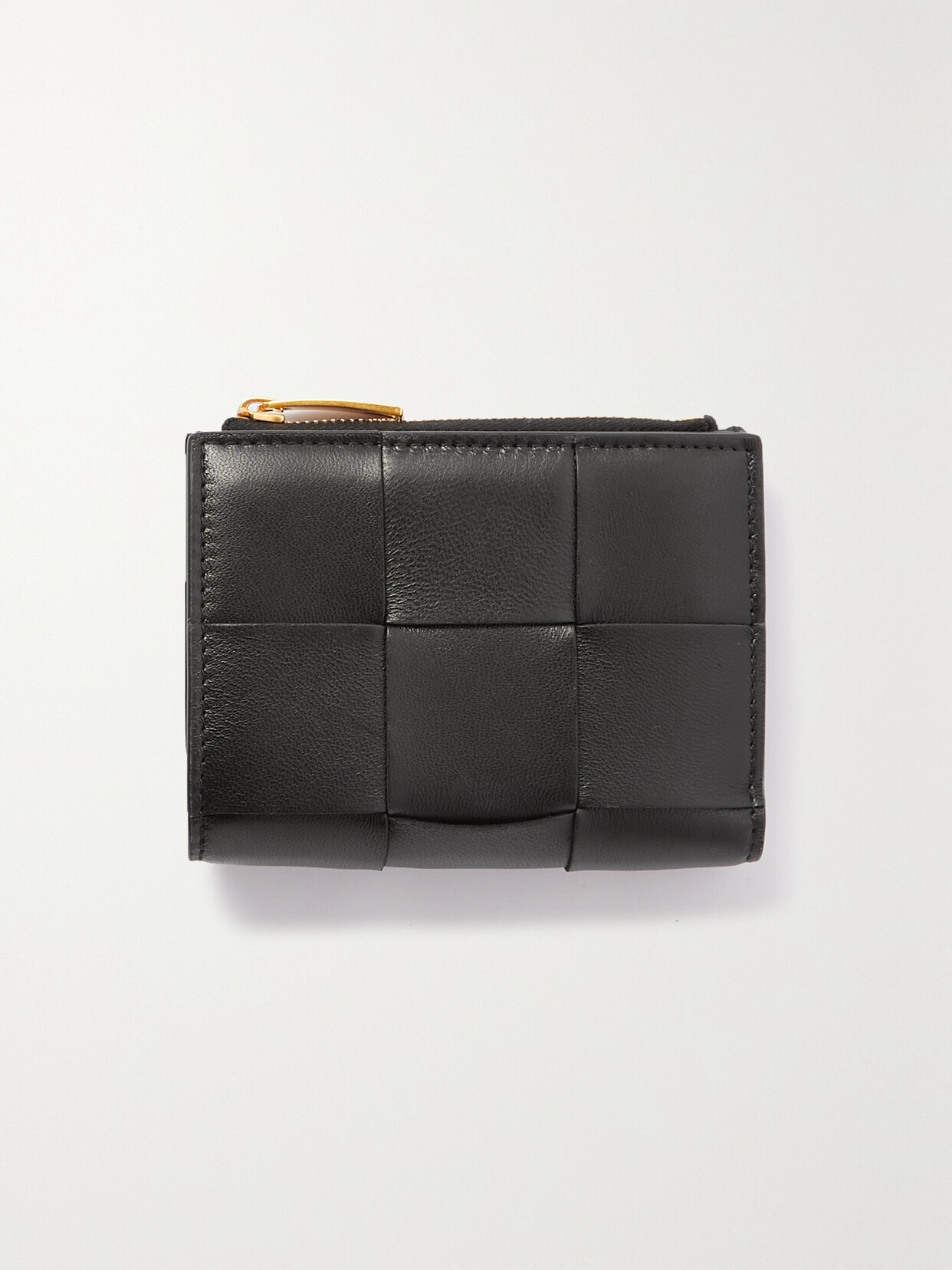 Shop Bottega Veneta Cassette Intrecciato Leather Wallet In Black