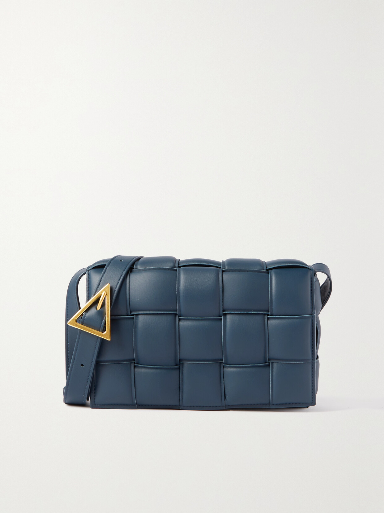 Shop Bottega Veneta Cassette Medium Padded Intrecciato Leather Shoulder Bag In Blue