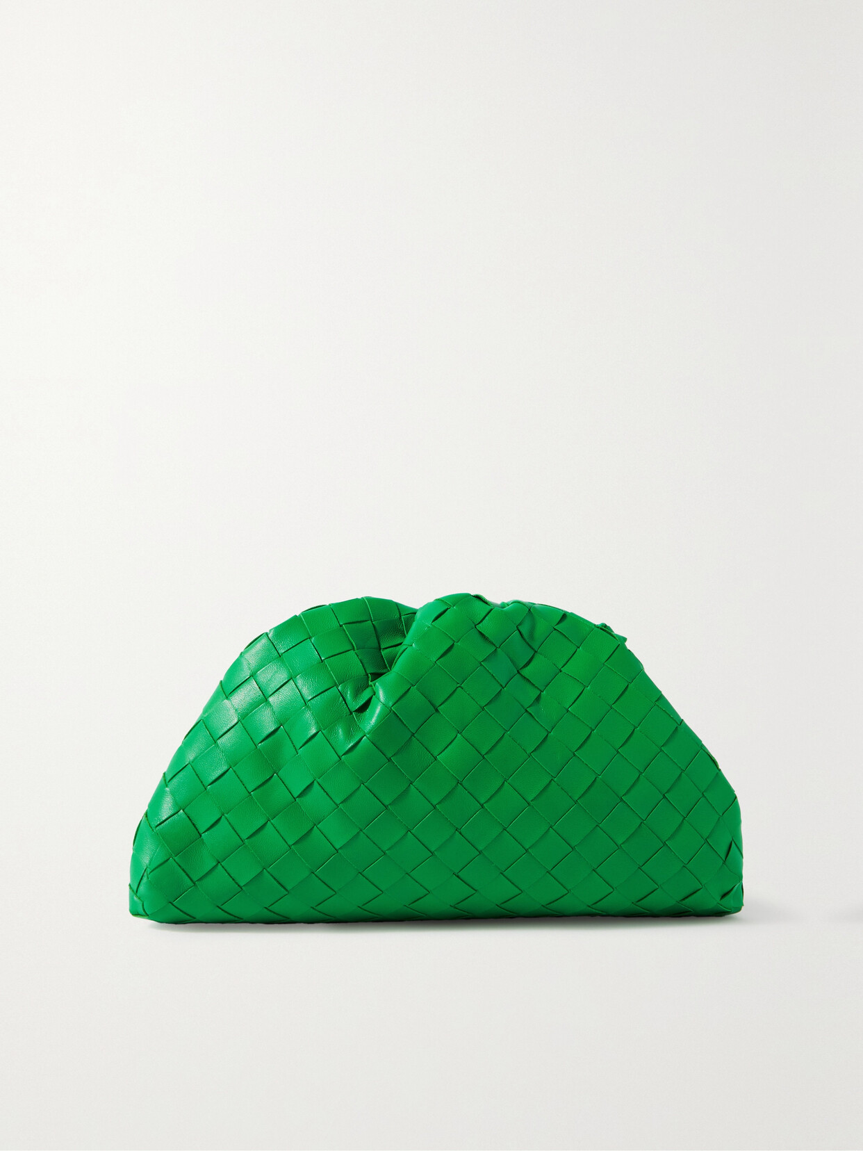 Bottega Veneta Teen Pouch Small Gathered Intrecciato Leather Clutch In Green