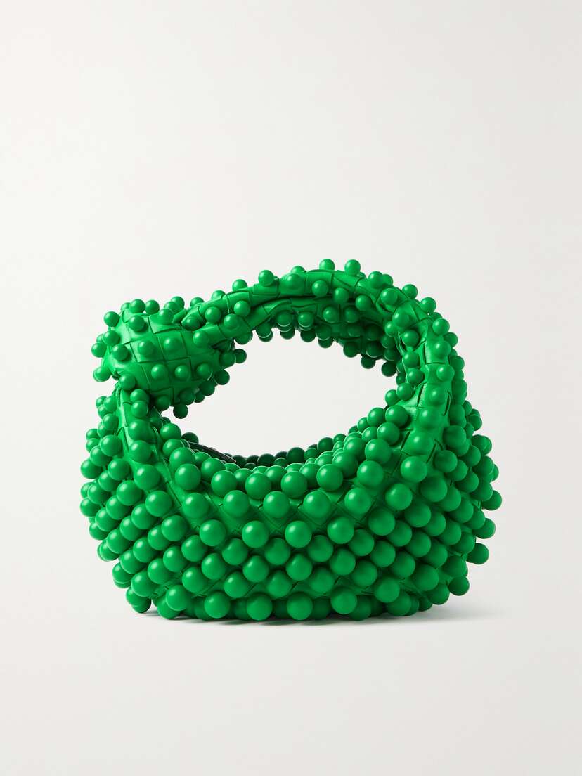 Bottega Veneta Jodie Mini Beaded Knotted Intrecciato Leather Tote