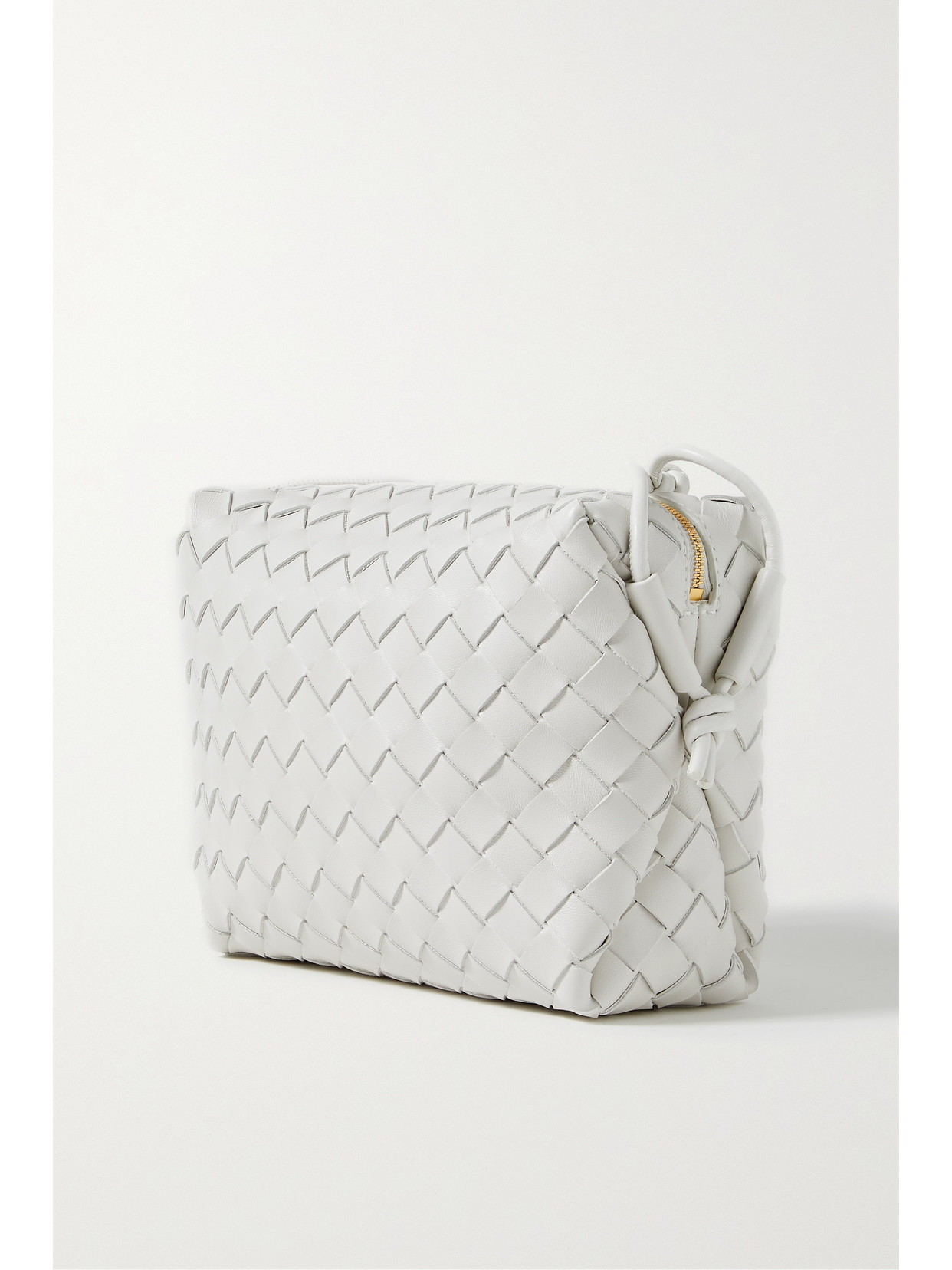 Bottega Veneta Loop Small Intrecciato Leather Shoulder Bag In White