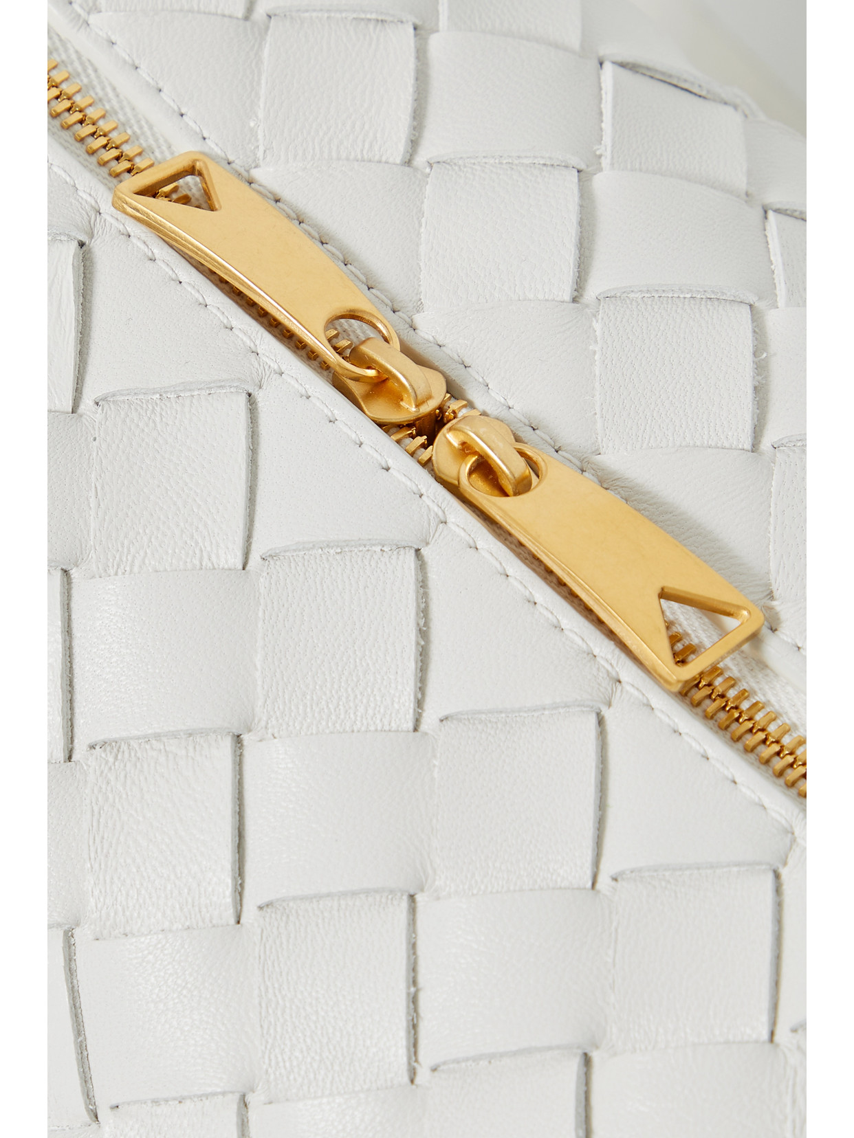 Bottega Veneta Loop Small Intrecciato Leather Shoulder Bag In White