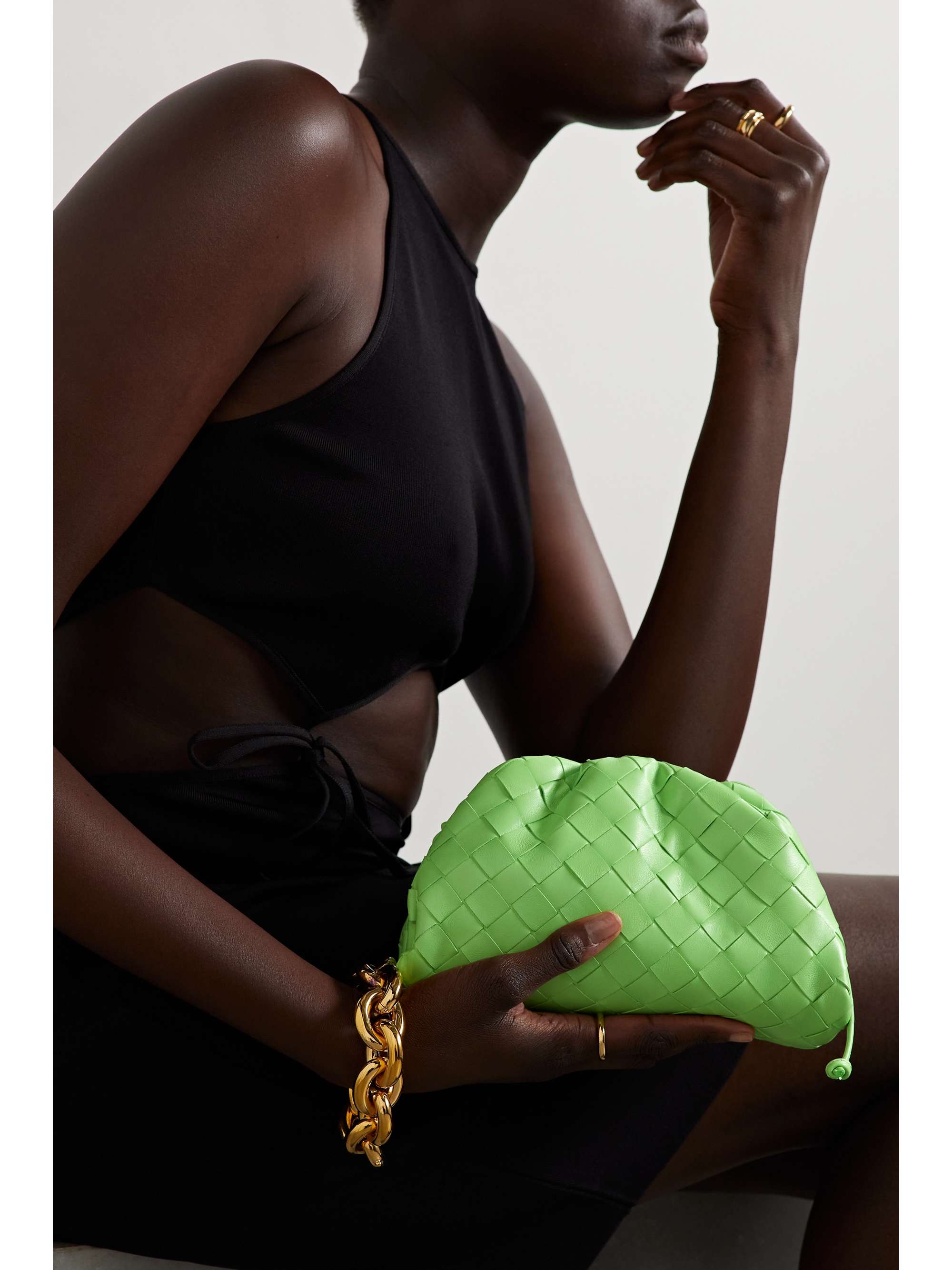 BOTTEGA VENETA The Pouch mini intrecciato leather clutch