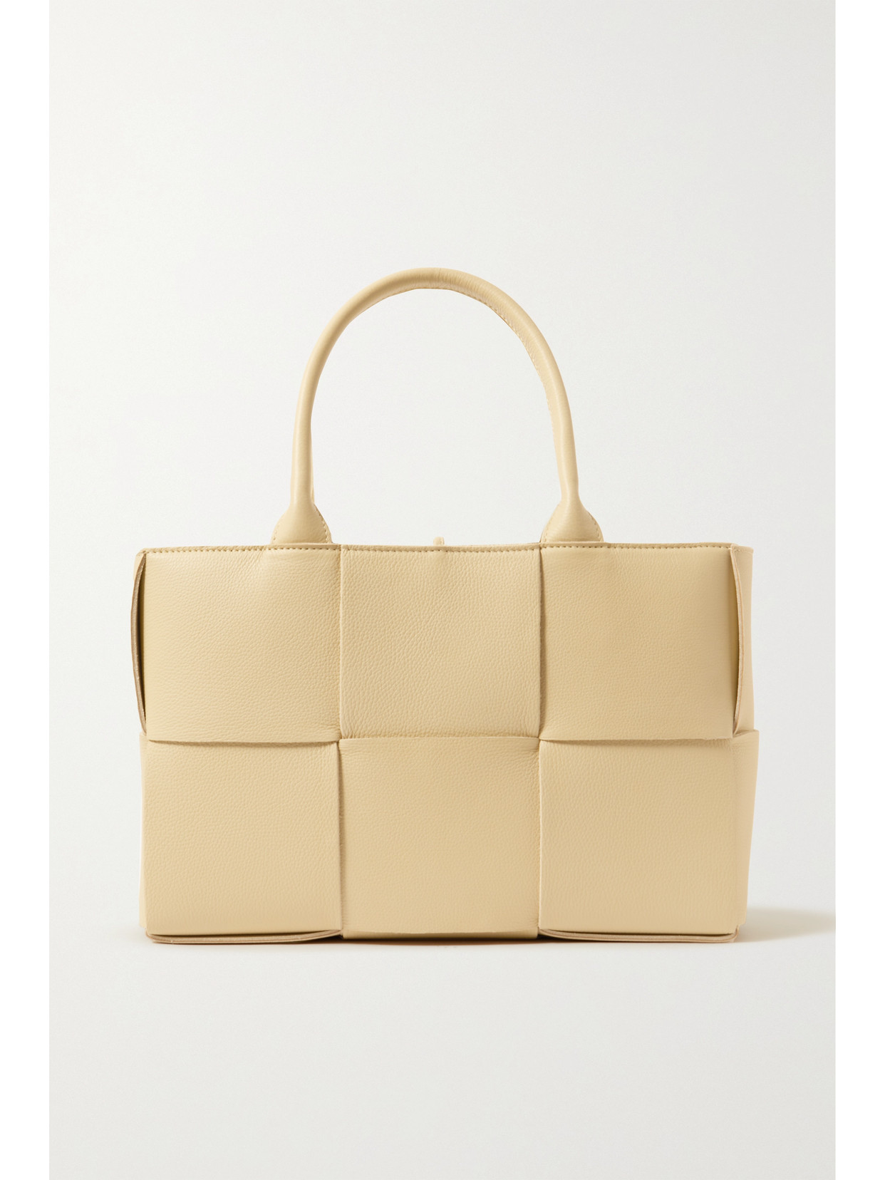 Shop Bottega Veneta Arco Intrecciato Textured-leather Tote In Neutrals