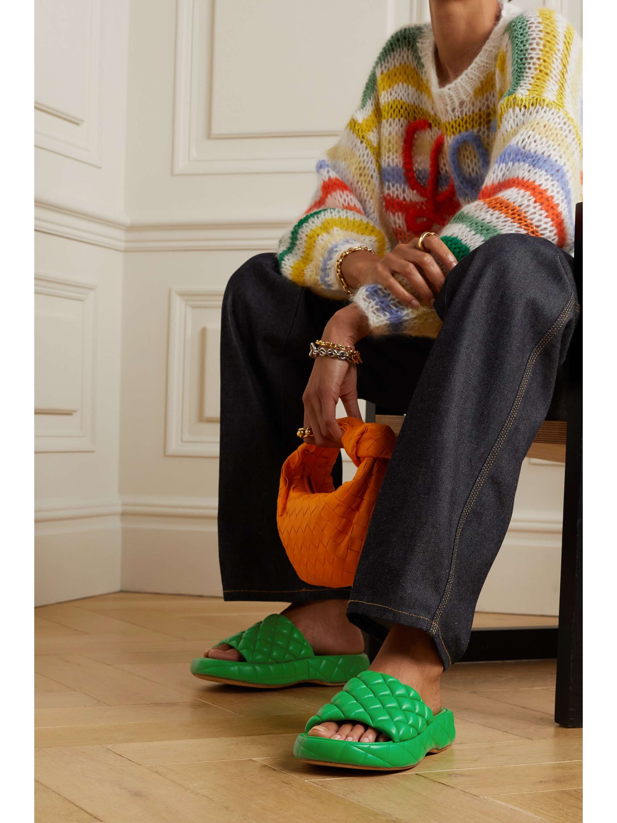 BOTTEGA VENETA Quilted leather flatform slides | NET-A-PORTER