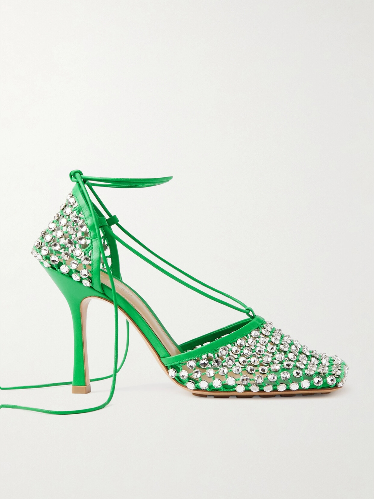 Bottega Veneta Leather-trimmed Crystal-embellished Mesh Bottega Veneta Leather-trimmed Crystal-embellished Mesh