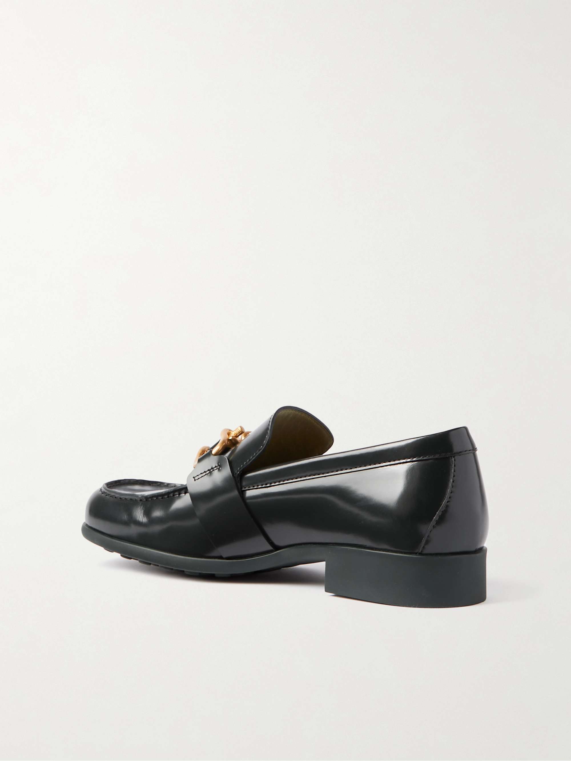 BOTTEGA VENETA Embellished patent-leather loafers