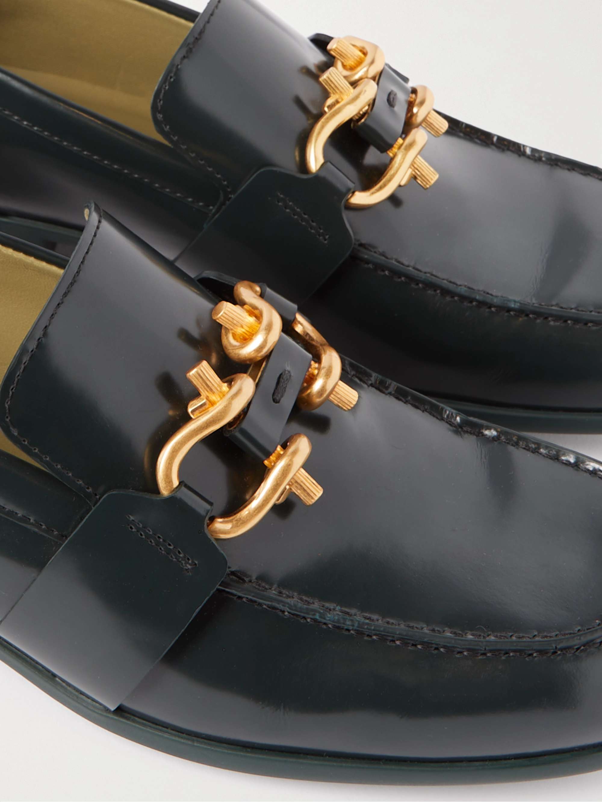 BOTTEGA VENETA Embellished patent-leather loafers