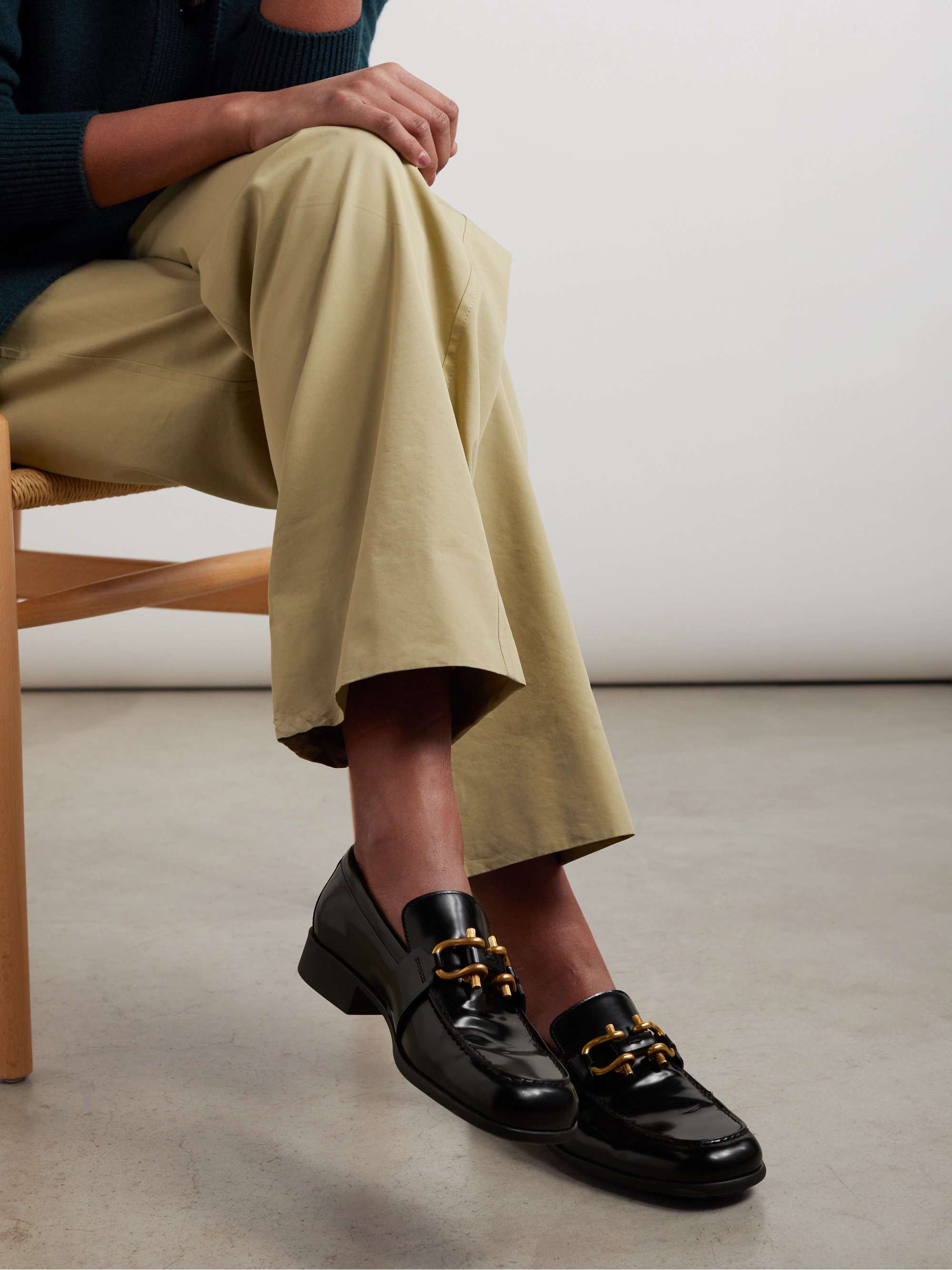 BOTTEGA VENETA Embellished patent-leather loafers | NET-A-PORTER