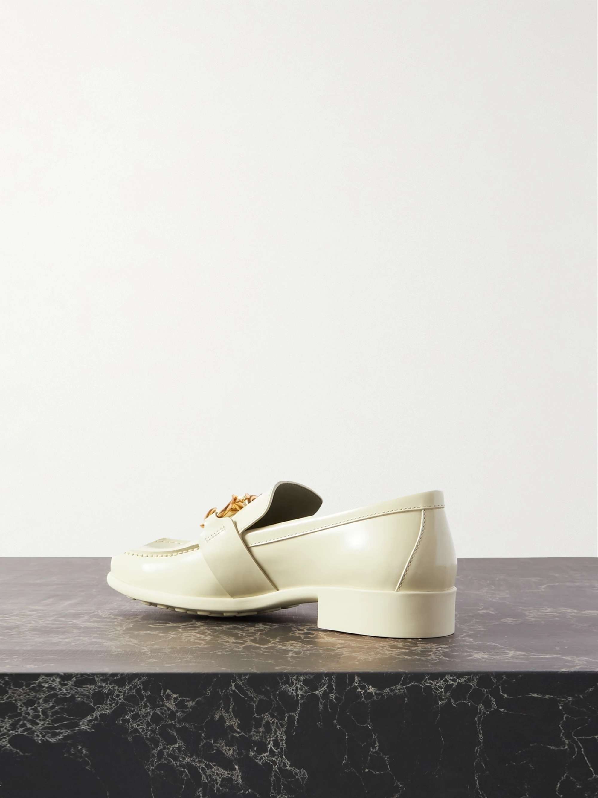 BOTTEGA VENETA Embellished patent-leather loafers