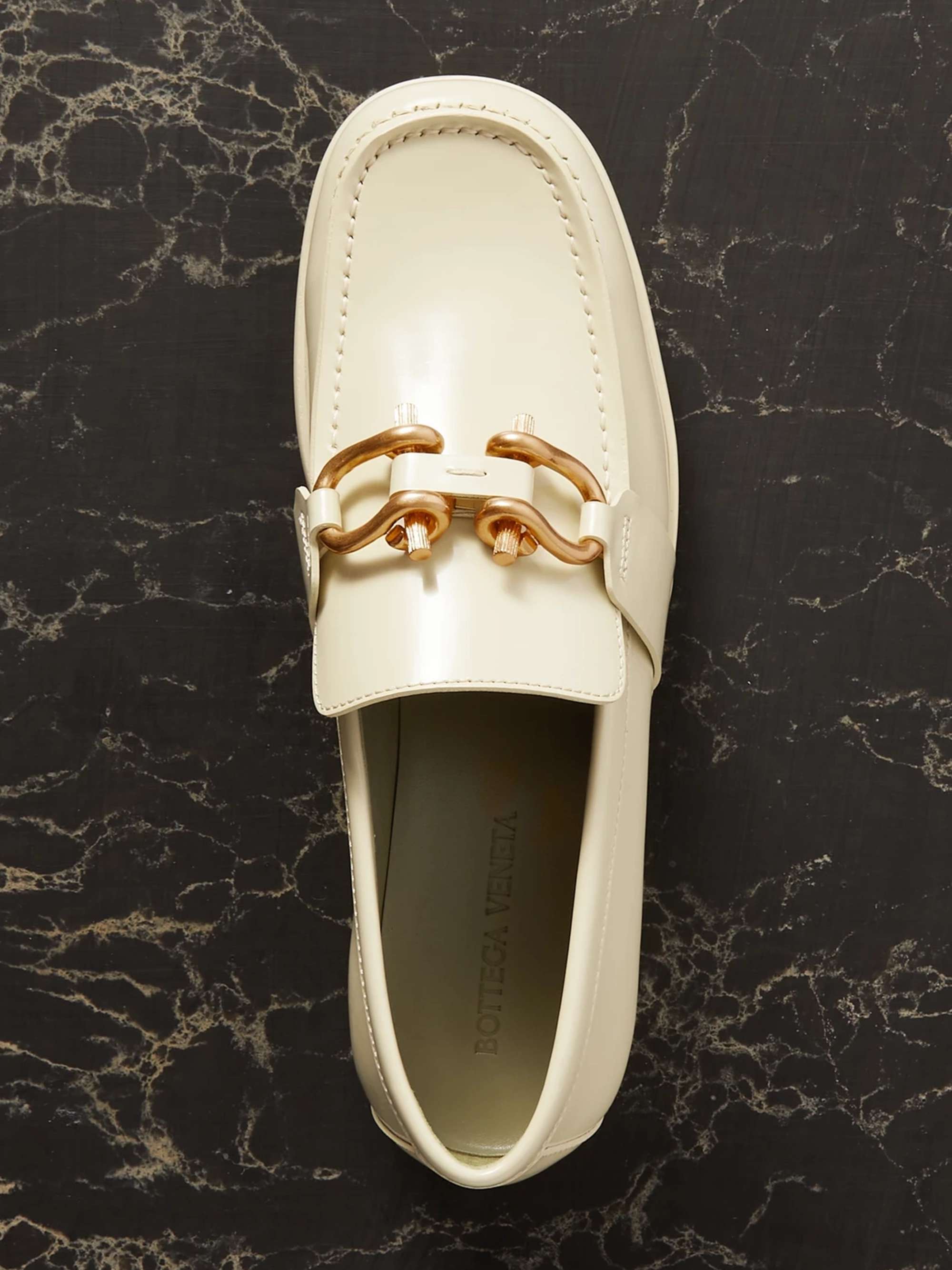 BOTTEGA VENETA Embellished patent-leather loafers