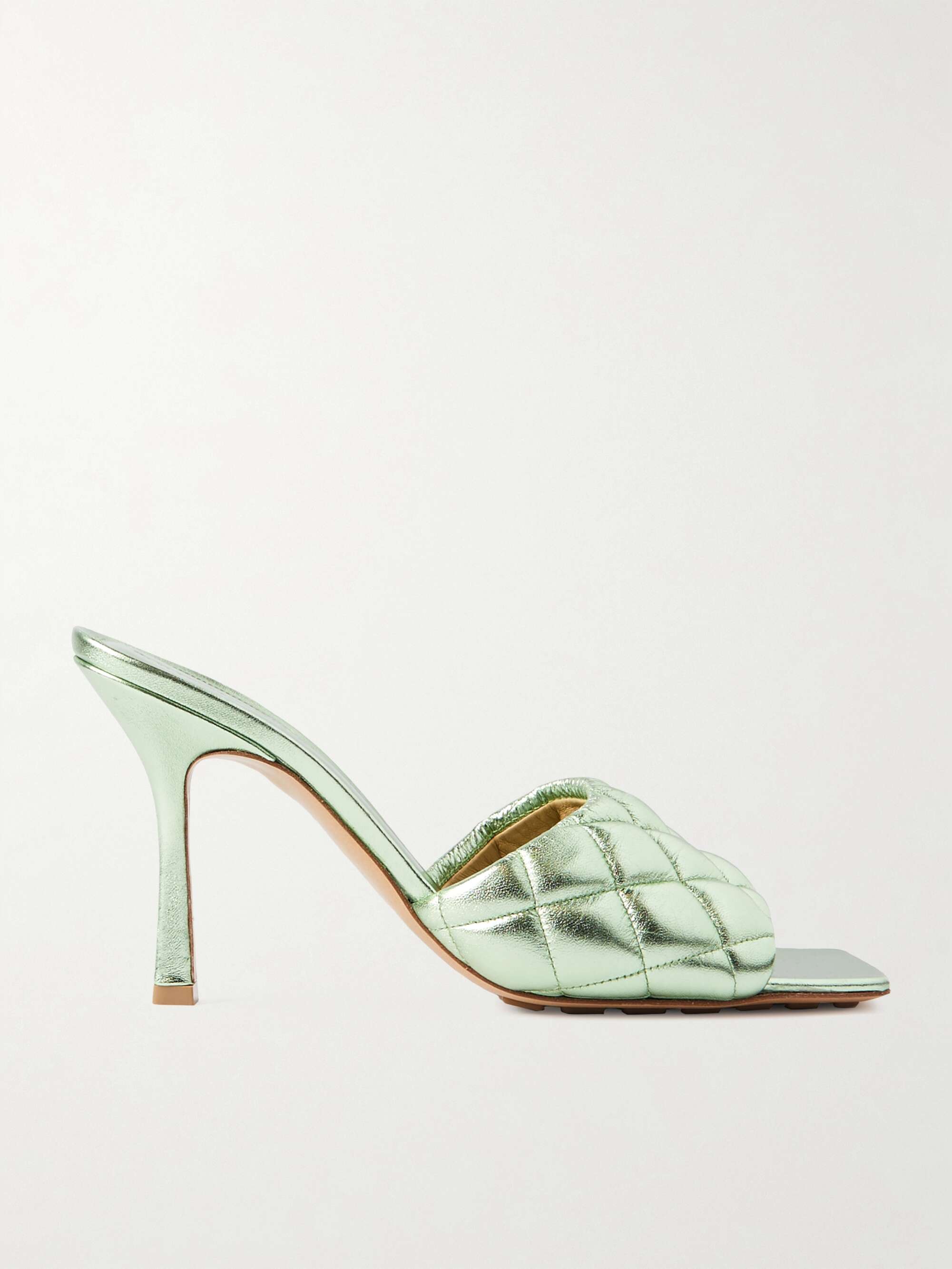 BOTTEGA VENETA Quilted metallic leather mules | NET-A-PORTER