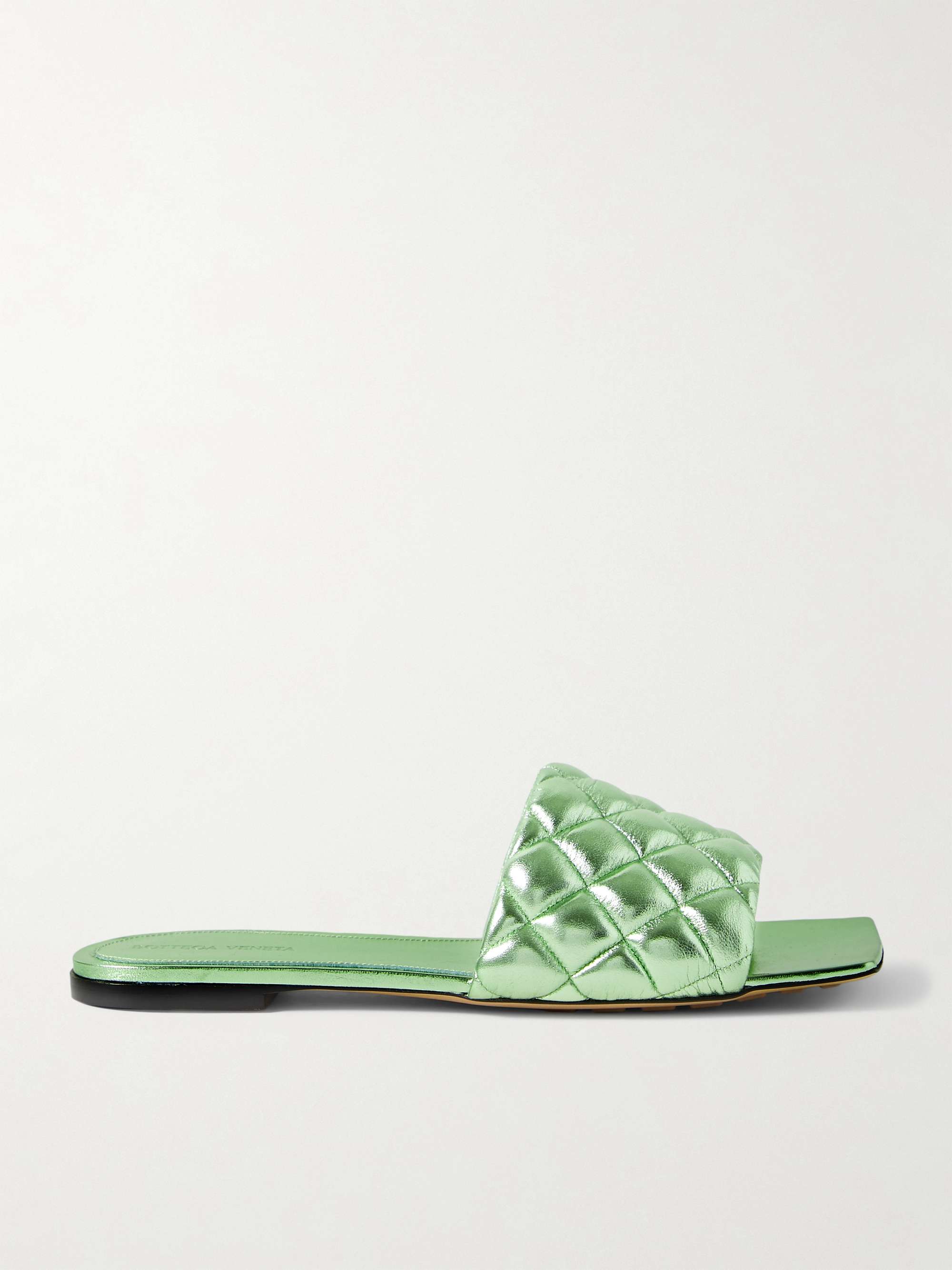 BOTTEGA VENETA Quilted metallic leather slides | NET-A-PORTER