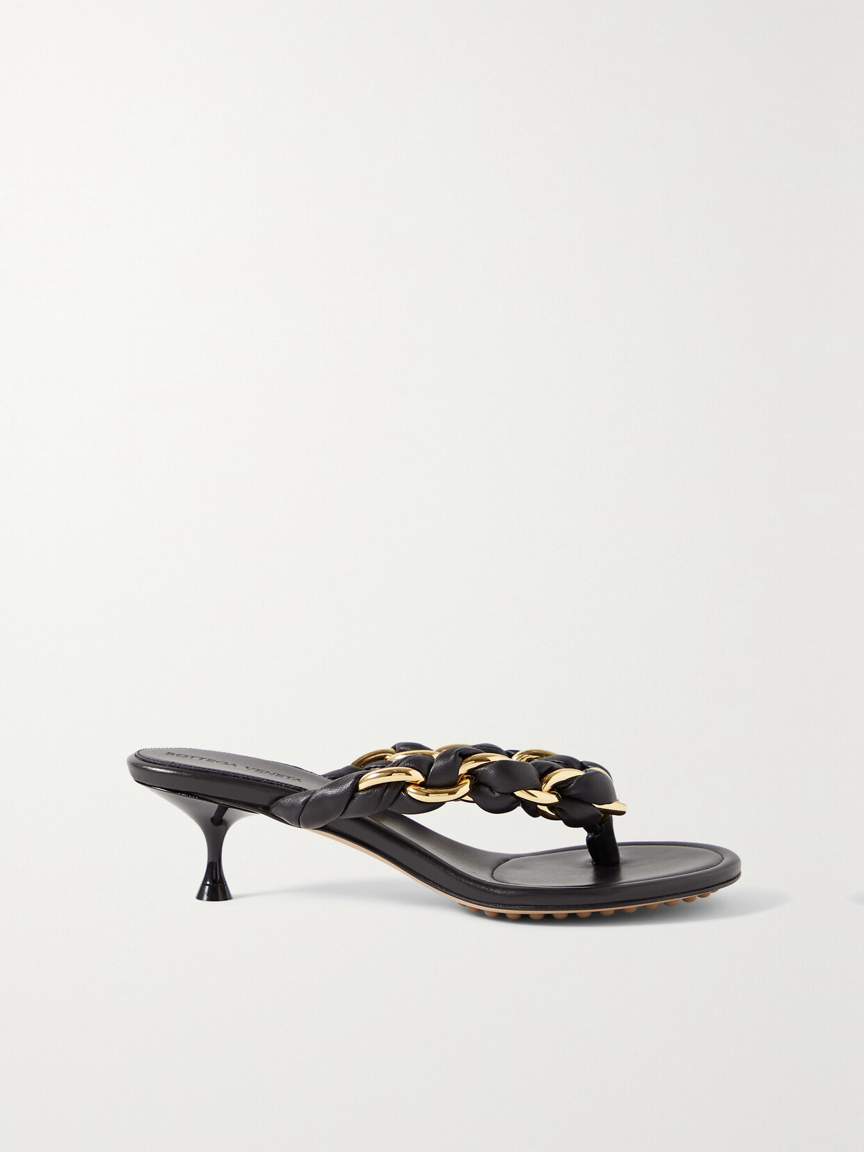 Bottega Veneta Chain-embellished Braided Leather Mules In Black