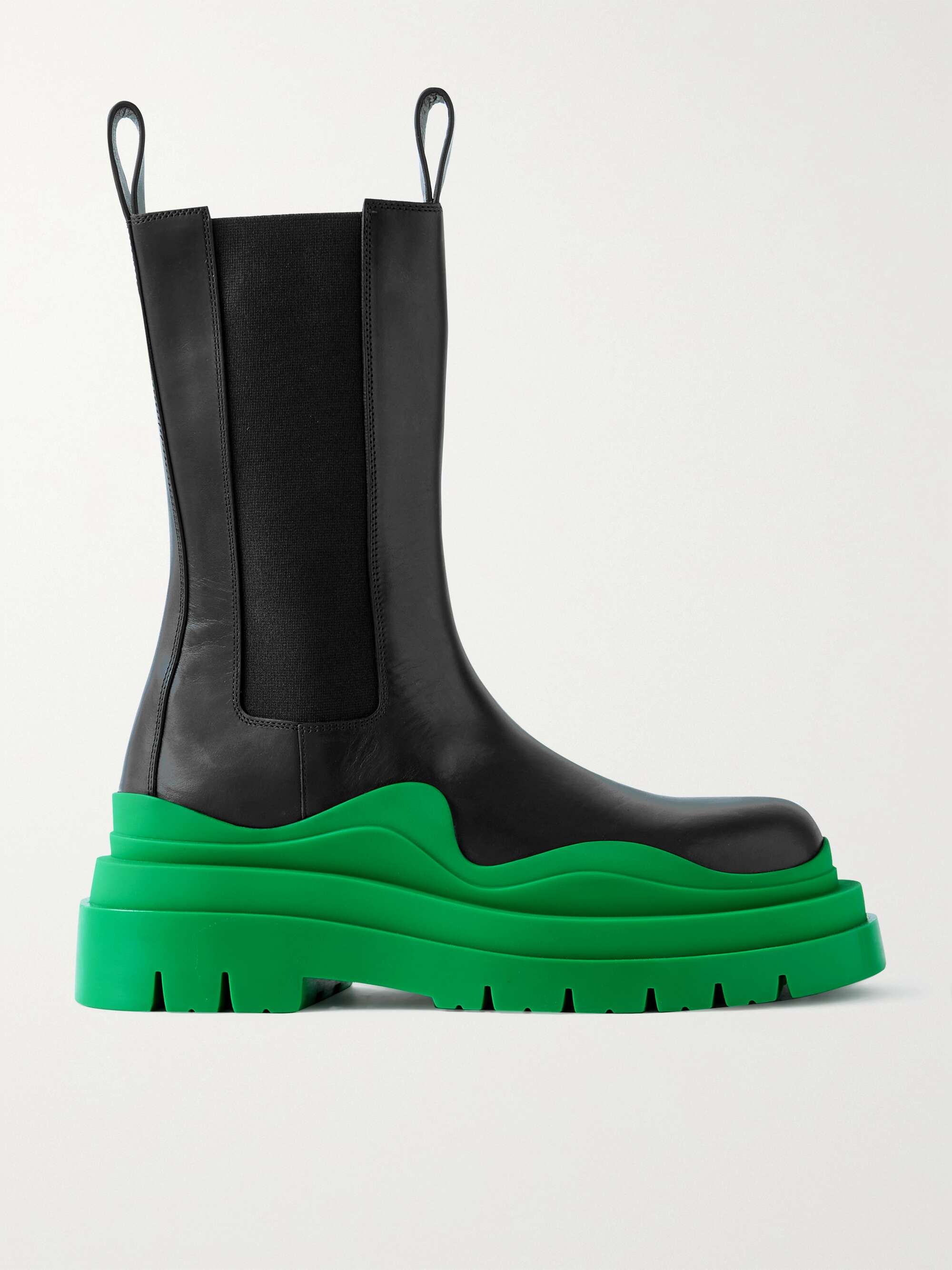 BOTTEGA VENETA Tire rubber-trimmed leather Chelsea boots | NET-A