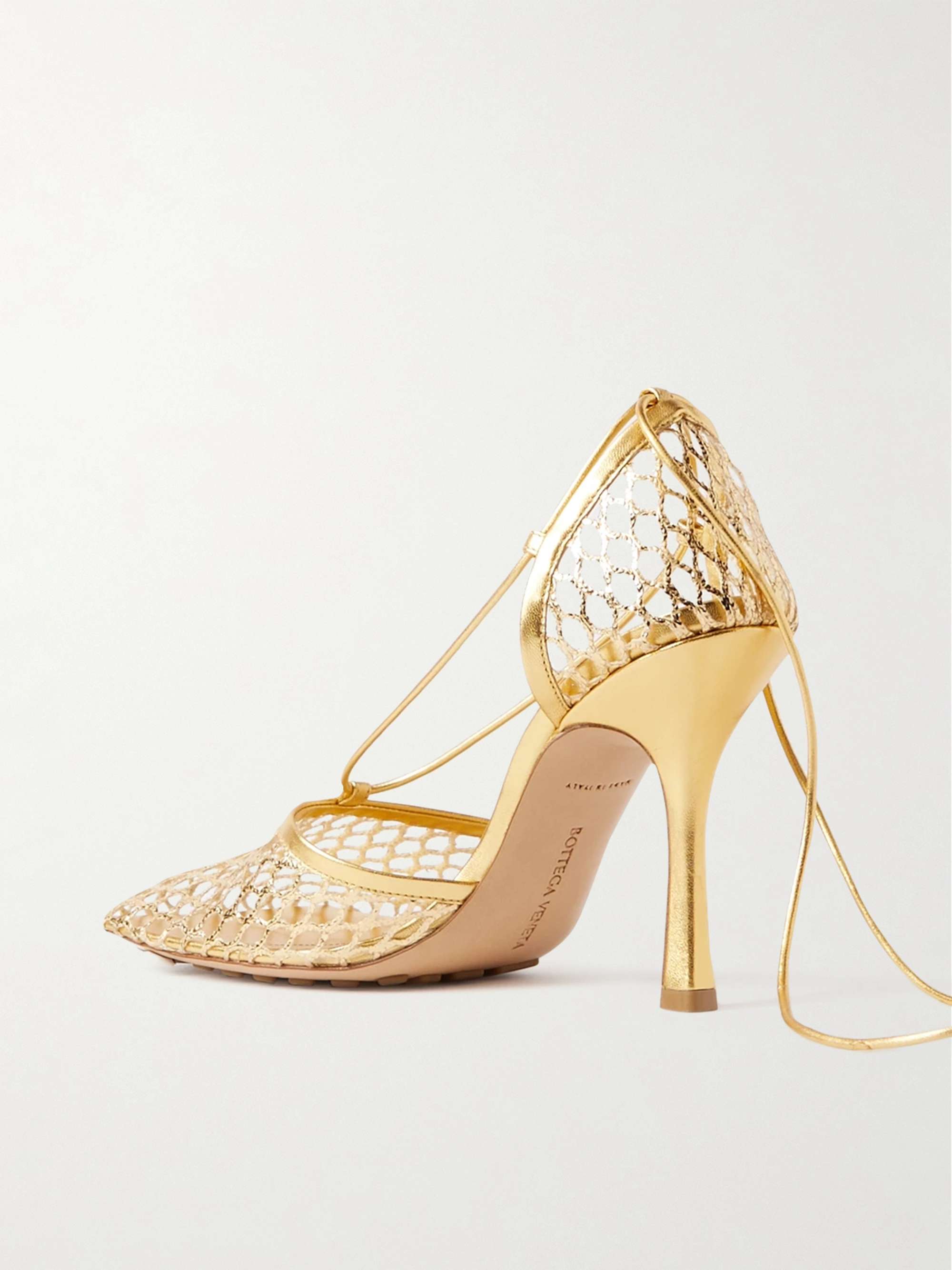 BOTTEGA Metallic leathertrimmed mesh pumps NETAPORTER