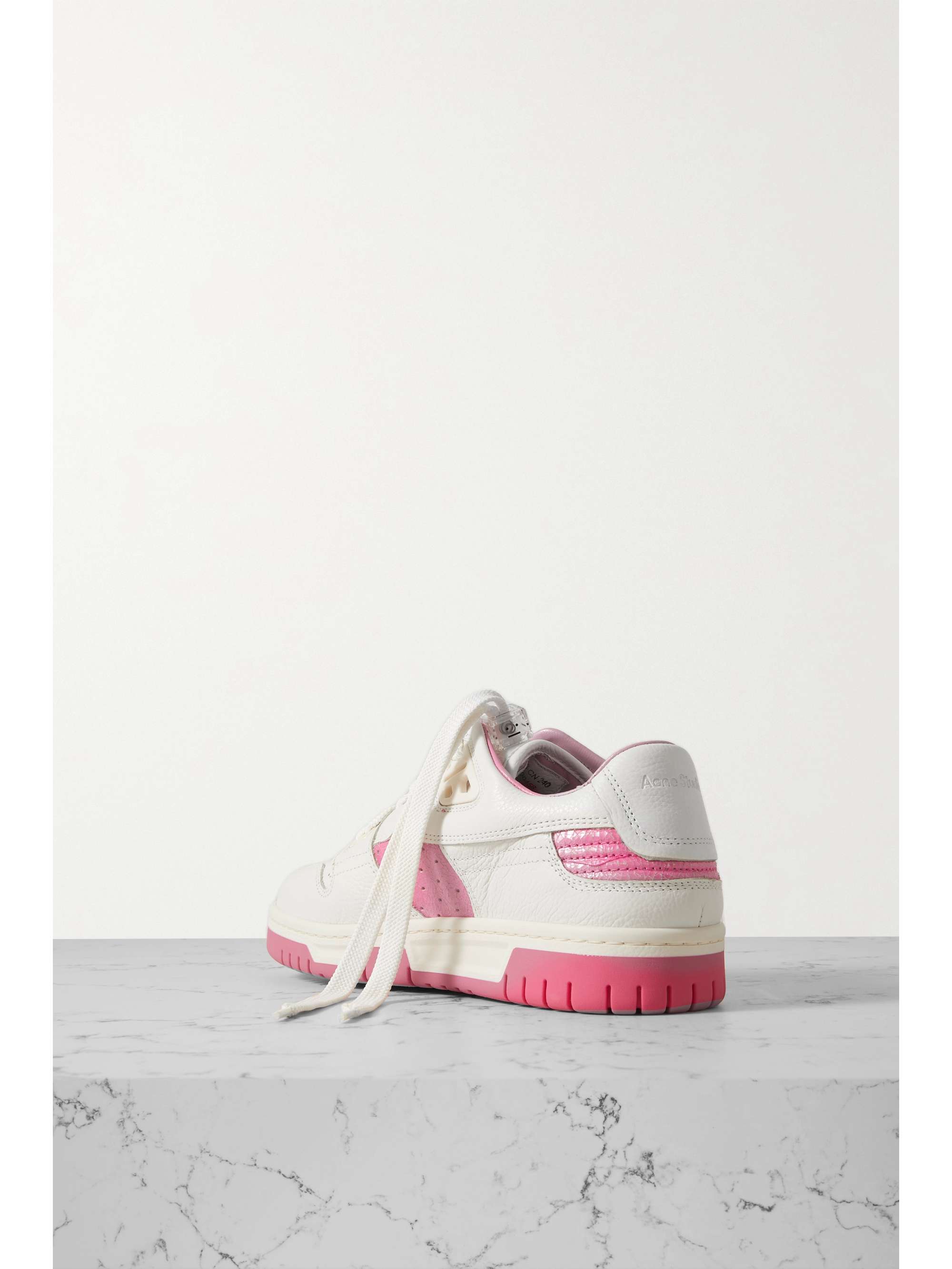 ACNE STUDIOS Two-tone textured- and cracked-leather sneakers