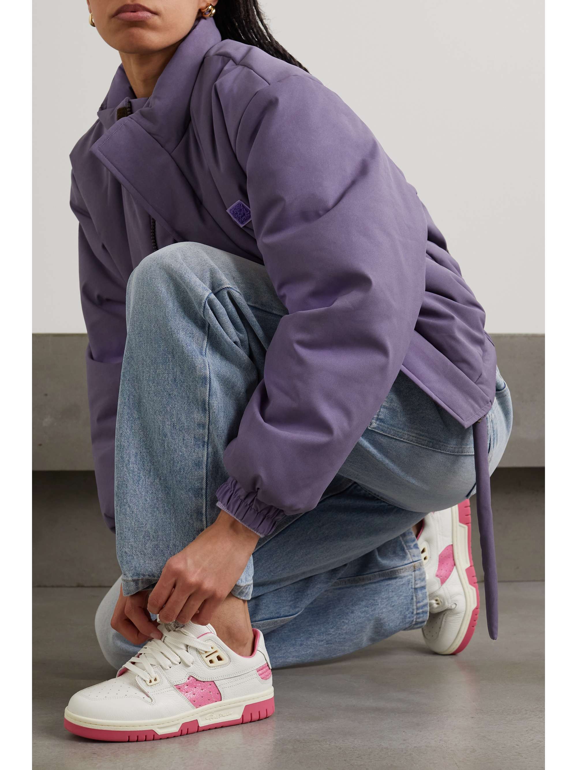 ACNE STUDIOS Two-tone textured- and cracked-leather sneakers