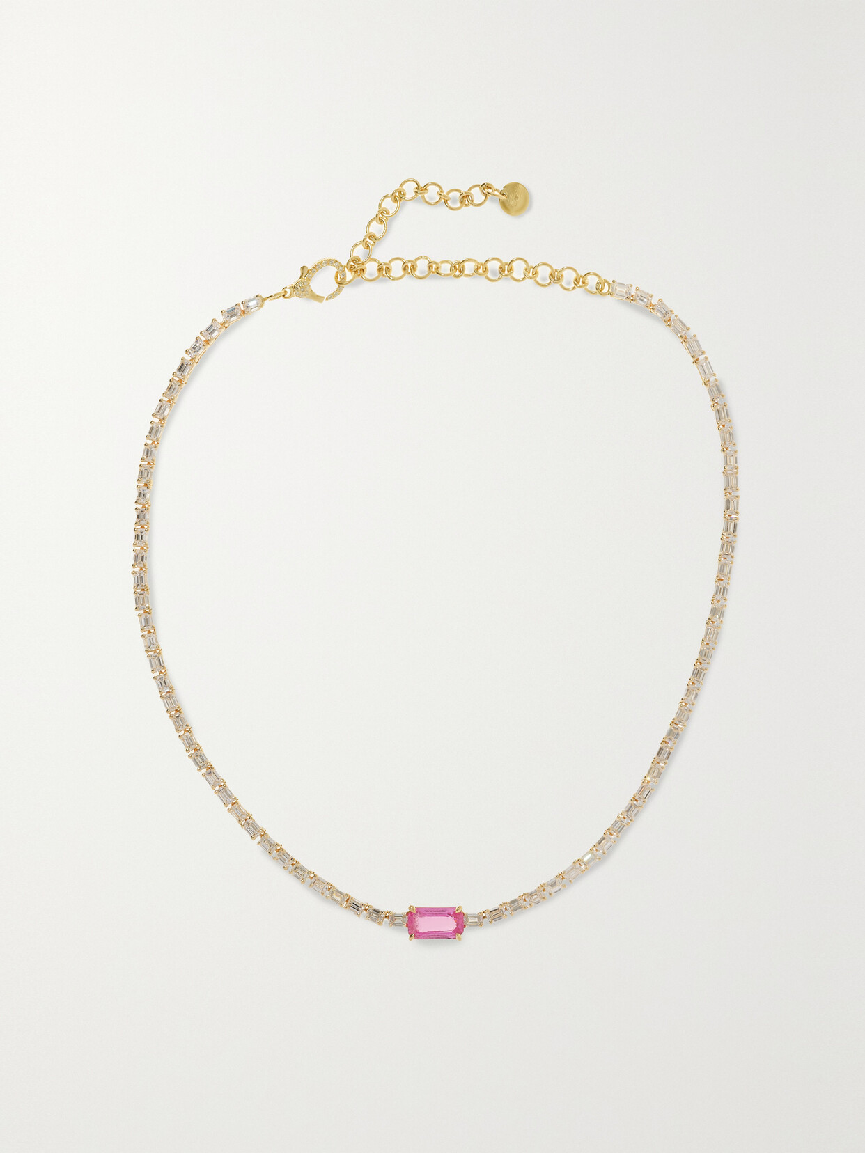 Shay 18-karat Gold, Diamond And Sapphire Necklace In Pink