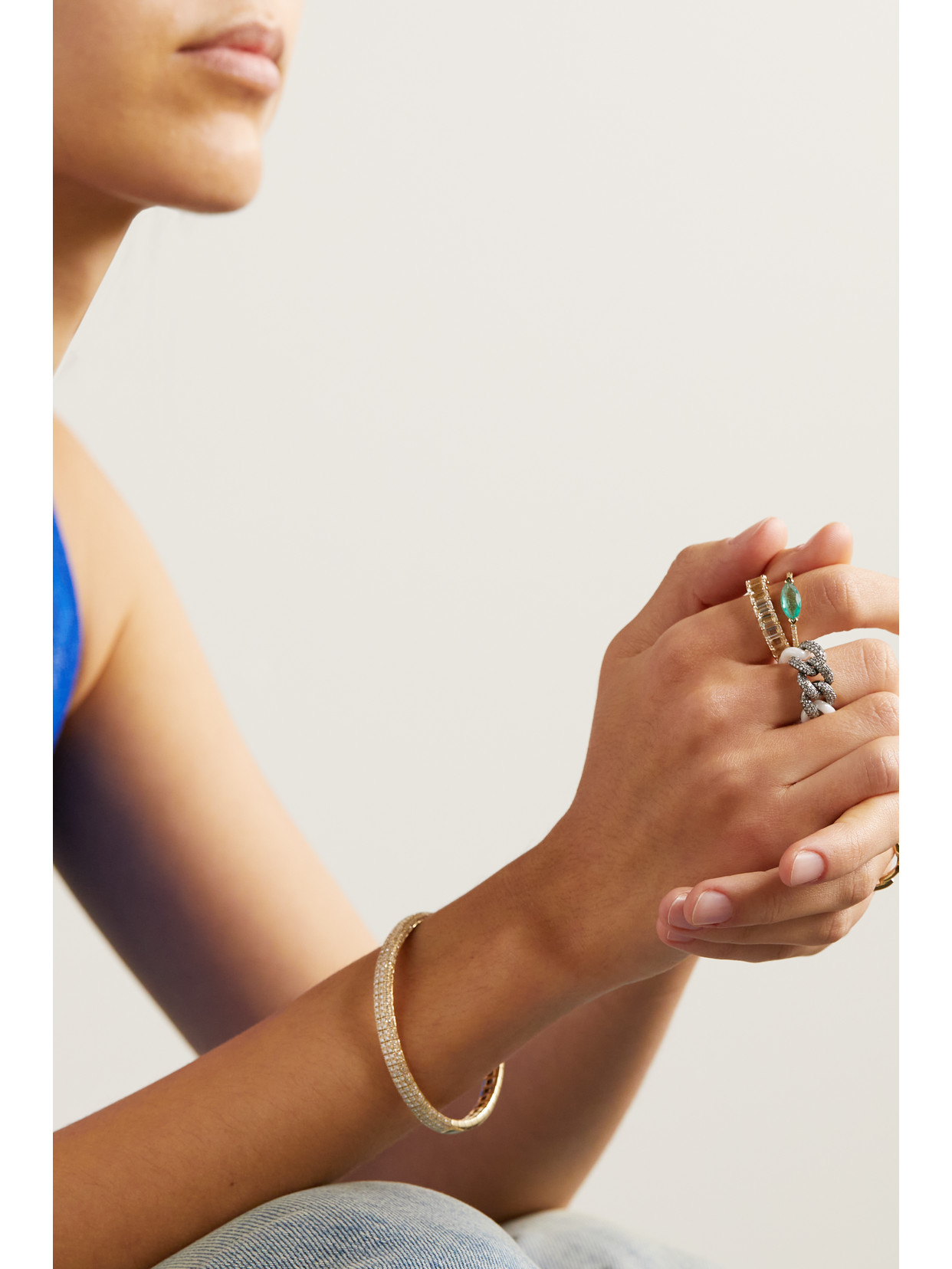 Shay Ceramic, 18-karat Blackened Gold And Diamond Ring In Gold