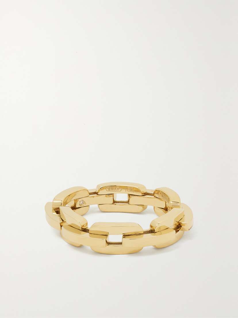 SHAY Mini Deco Link 18-karat Gold Diamond Ring