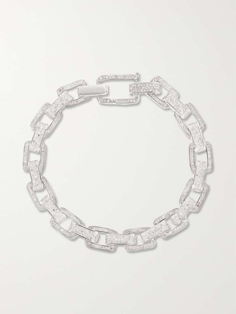SHAY Deco Link 18-karat White Gold Diamond Bracelet