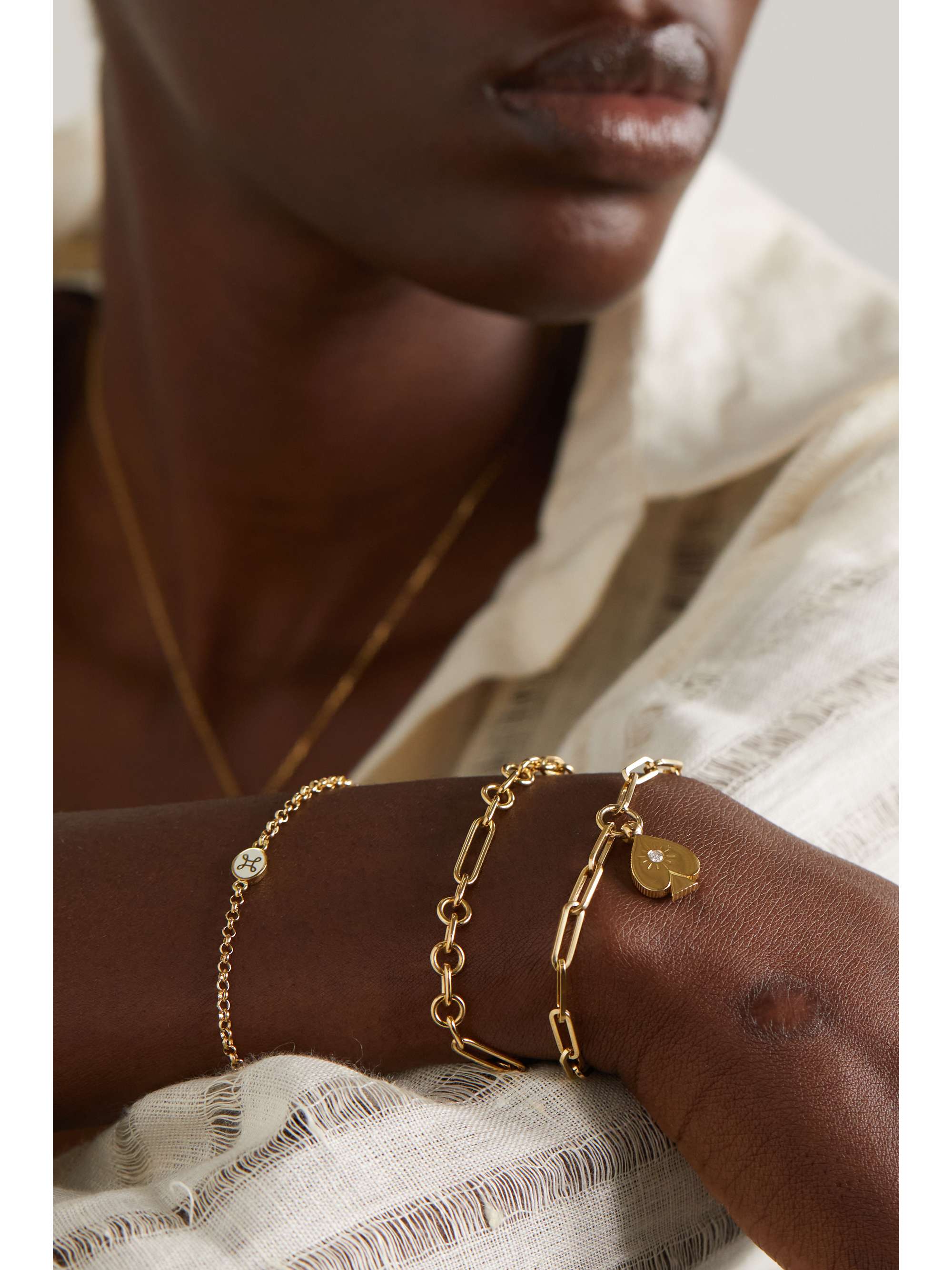 Small Mixed Clip 18-karat gold bracelet