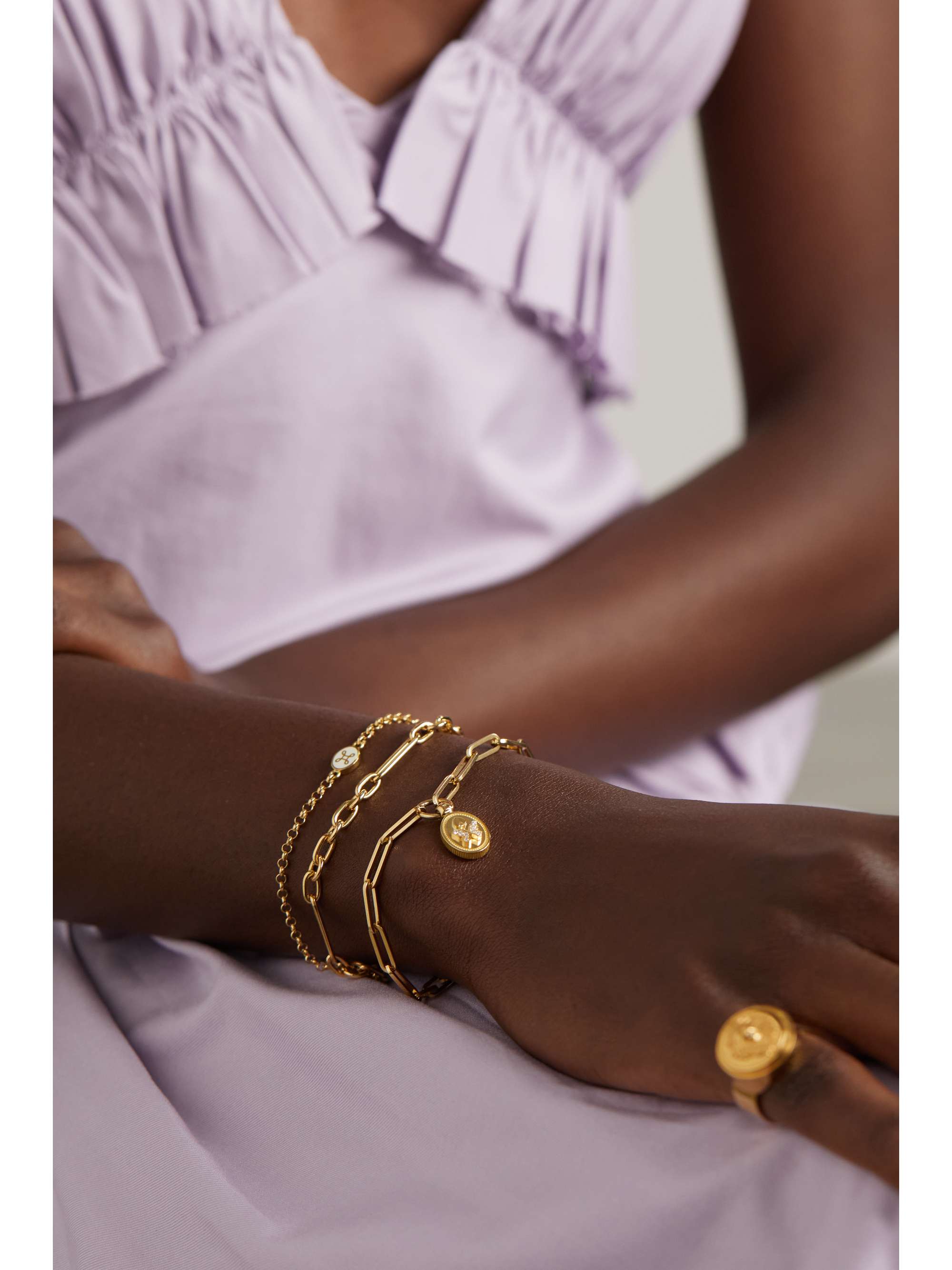 FOUNDRAE Spade 18-karat gold diamond bracelet
