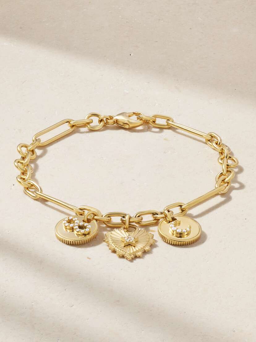 Foundrae Love & Karma 18-karat Gold Diamond Bracelet