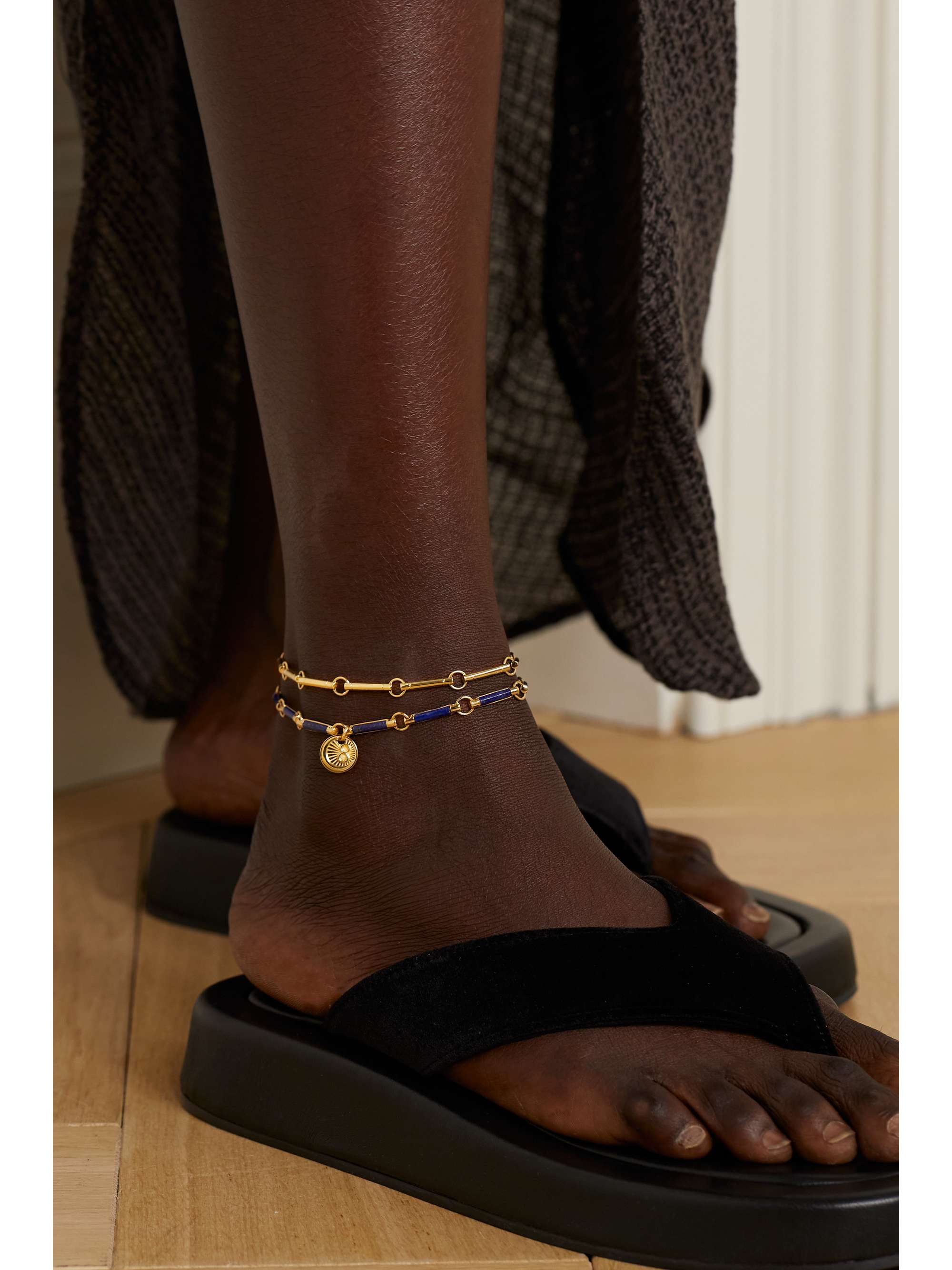 FOUNDRAE Karma 18-karat gold lapis lazuli anklet
