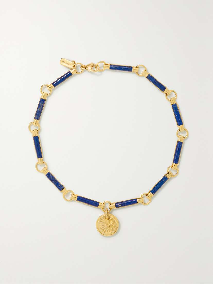Foundrae Karma 18-karat Gold Lapis Lazuli Anklet